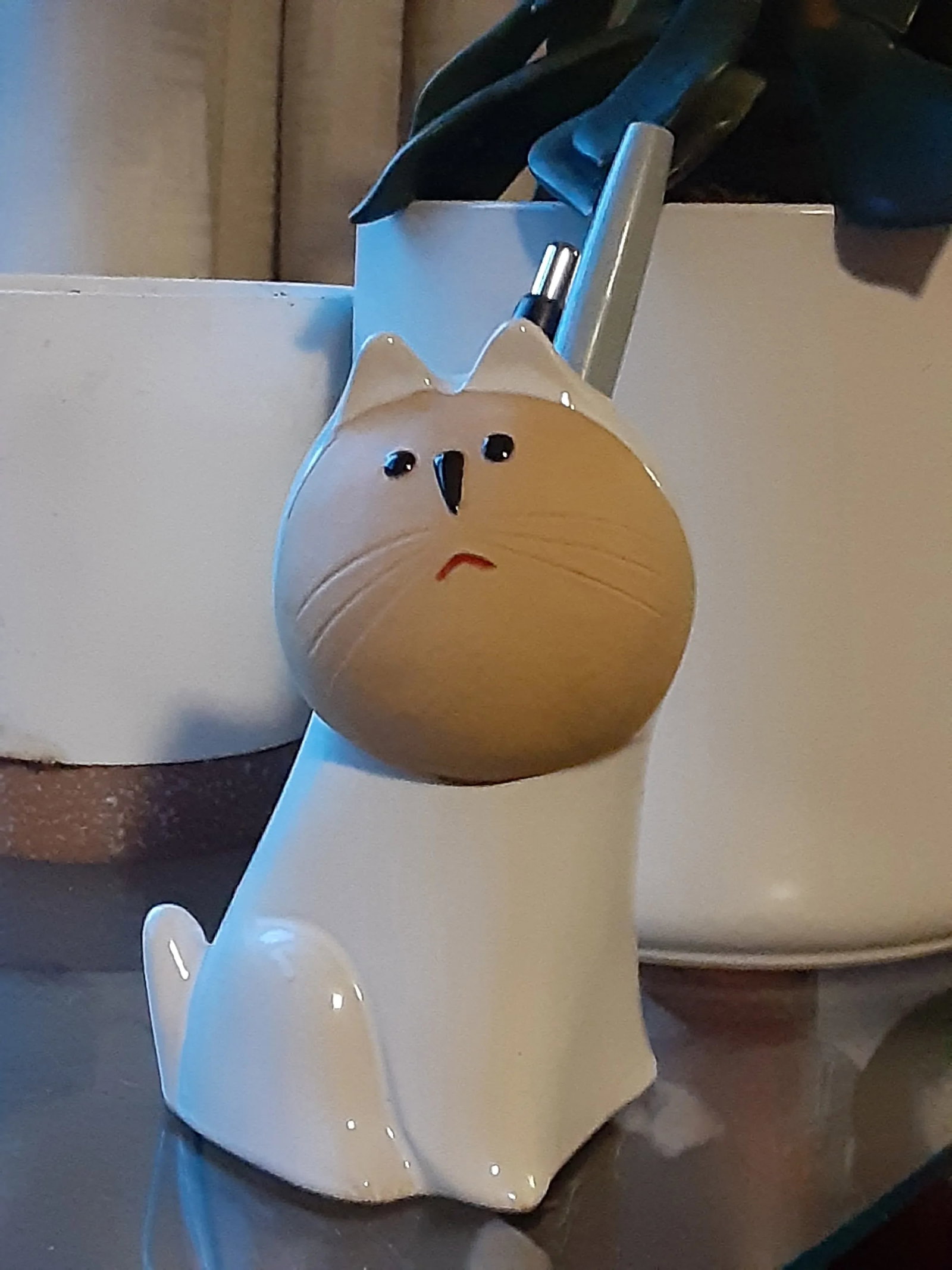 1964 Mid-Century Modern Marked Takashimaya Japenese Cat Chopstick/Pen/Pencil Holder - 6