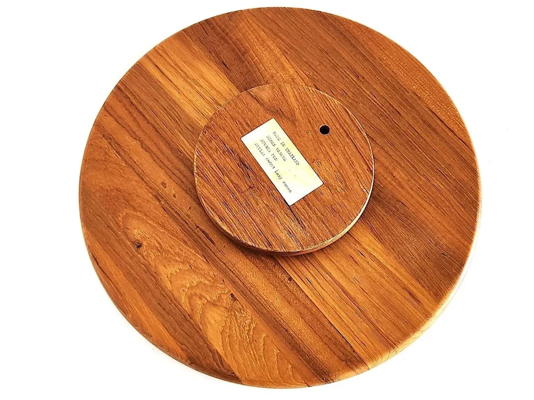 1970s Teak Wood Partitioned Lazy Susan Made for Neiman Marcus - 10