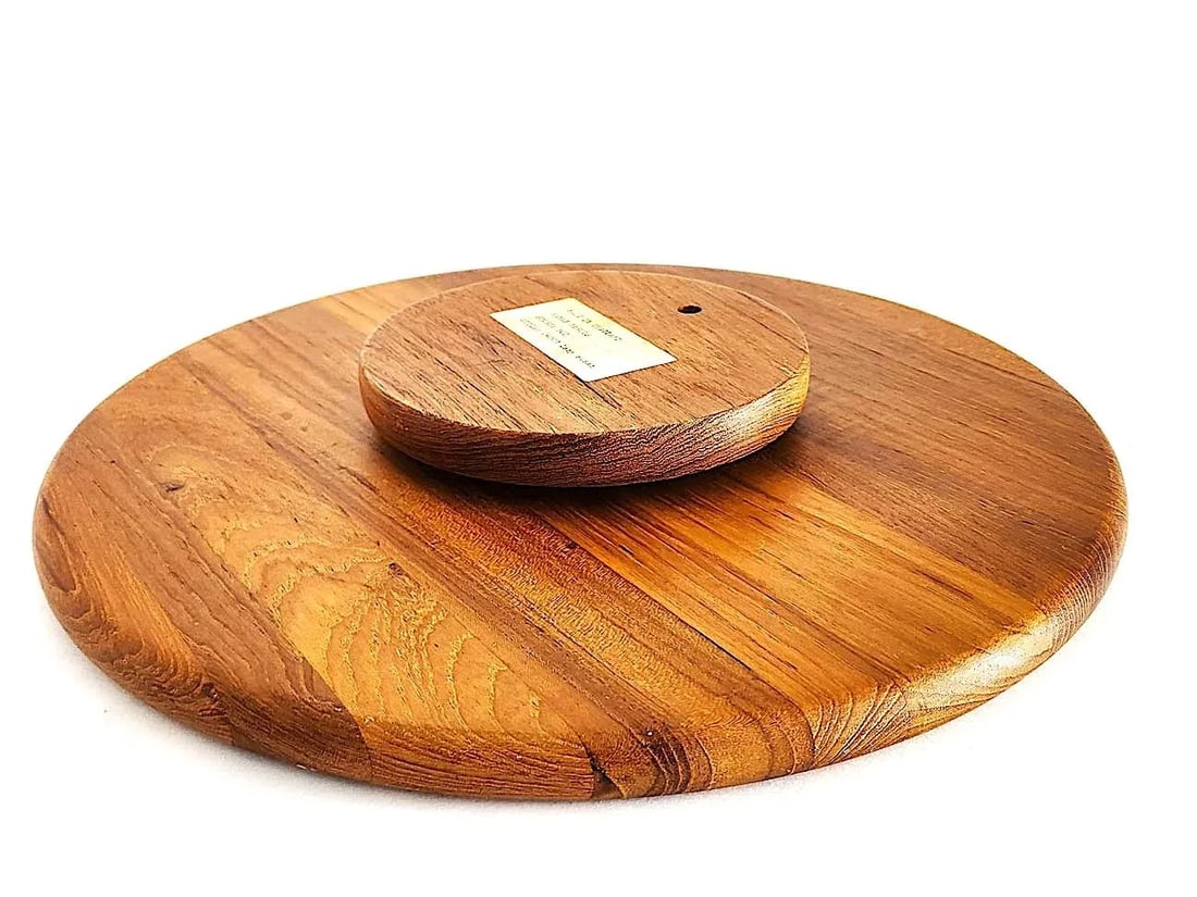 1970s Teak Wood Partitioned Lazy Susan Made for Neiman Marcus - 4