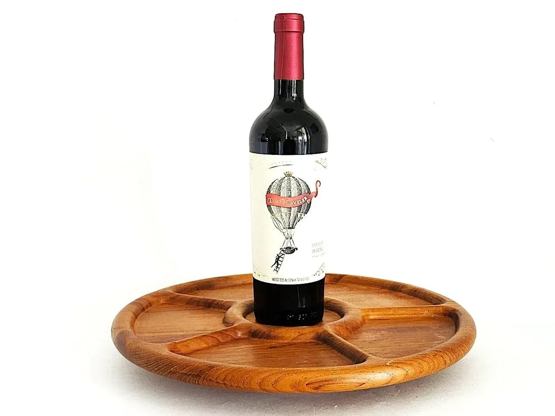 1970s Teak Wood Partitioned Lazy Susan Made for Neiman Marcus - 7