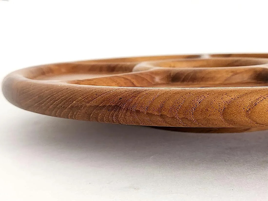1970s Teak Wood Partitioned Lazy Susan Made for Neiman Marcus - 8