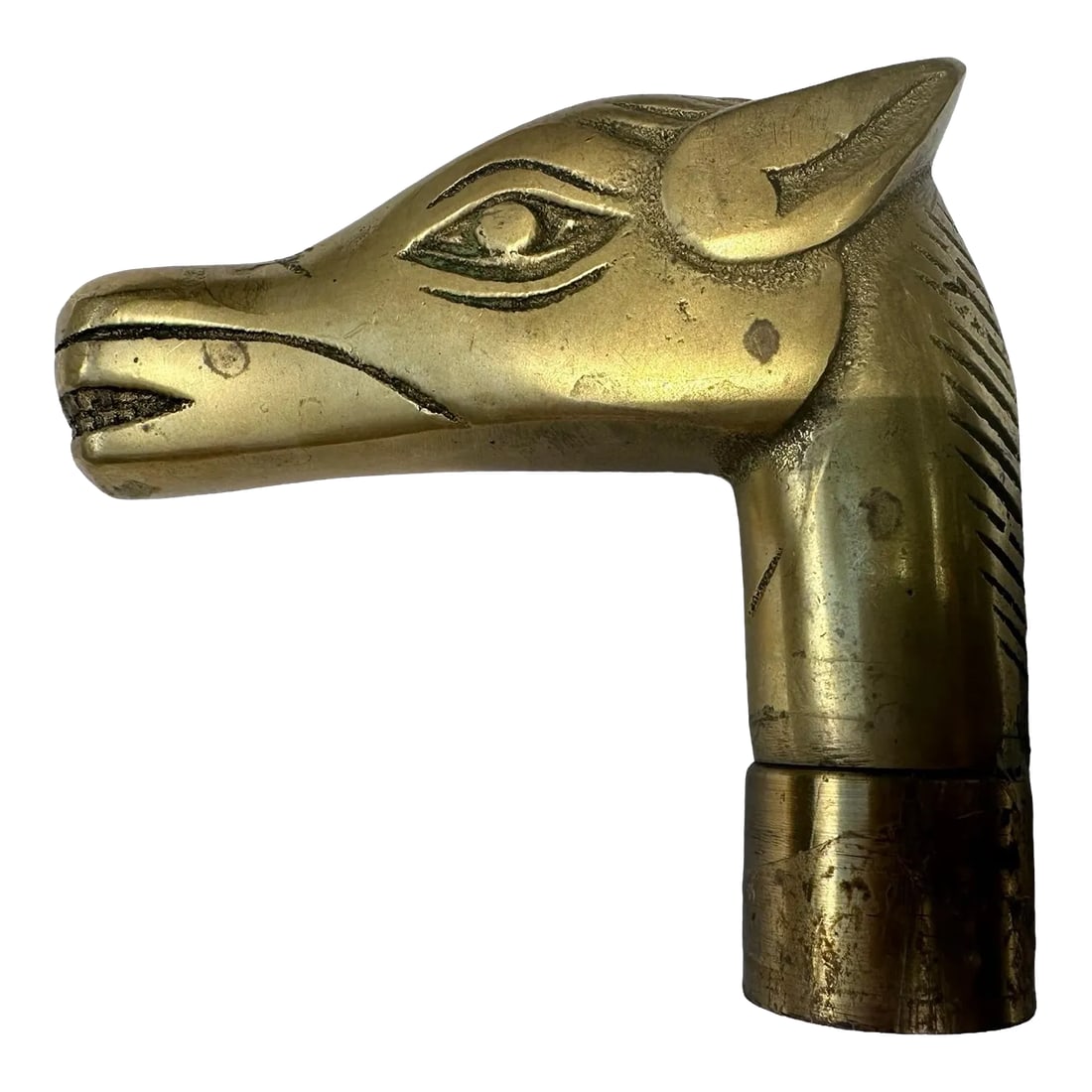 1960s Solid Brass French Cane Handle in Shape of a Horse Walking Stick: Solid Brass French Antique Cane Handle in Shape of a Horse Walking Stick 1960's Screw on. Condition: Alterations: Original Condition Unaltered Imperfections: Some Imperfections Condition Notes: Great