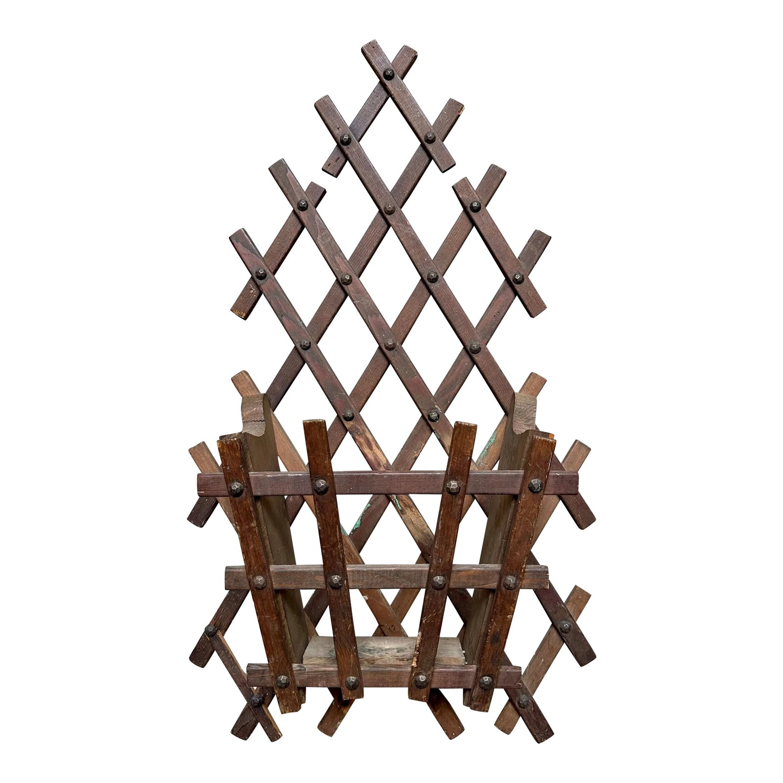 Vintage Wood Tramp Art Butler Wall Mount Rack Holder Magazine Newspaper Brochure Book Wall Pocket: A very nice vintage "Tramp Art" wall shelf made of wood circa 1940s. The piece is in very good vintage condition. There is a pocket built in that can hold small items or nick nacks or hang on the