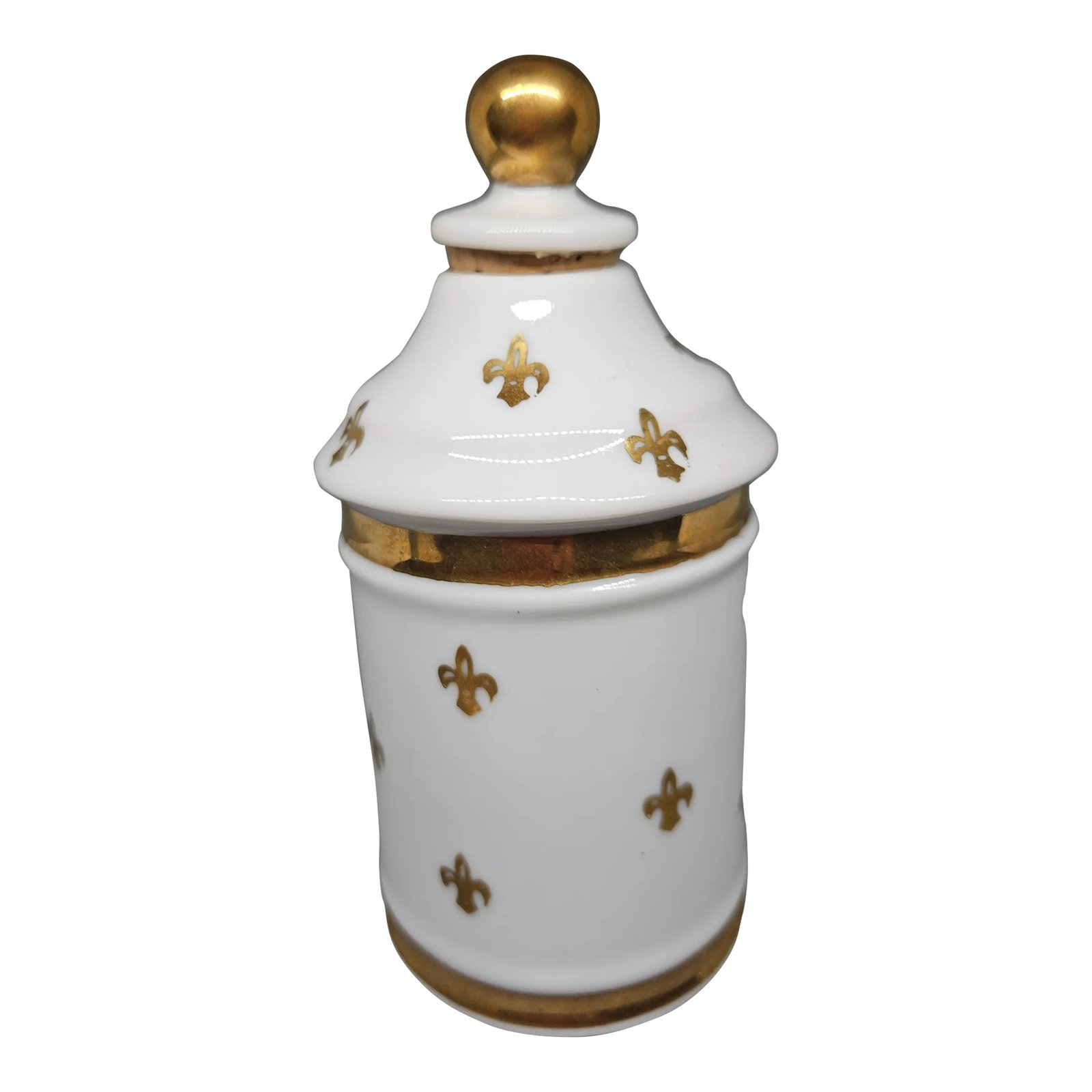 Vintage Fleur-De-Lis Porcelain Apothecary Corked Bottle: Vintage Fleur-de-Lis Porcelain Apothecary Bottle Condition: Alterations: Original Condition Unaltered Imperfections: Some Imperfections Condition Notes: Age, Vintage Materials & Techniques: