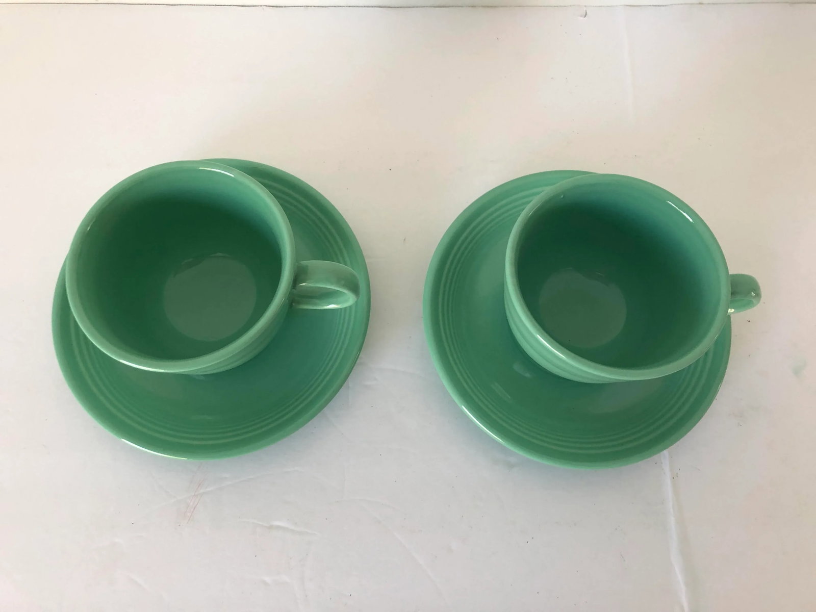 Fiesta Ware Green Coffee Cups & Saucers - a Pair - 2