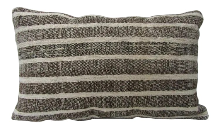 Turkish Striped Decorative Kilim Pillow - 20''W * 12''H: This is a pillow cover made from a vintage kilim rug. The piece was properly washed and ready to use. Pillow inserts not included. Condition: Alterations: Original Condition Unaltered Imperfections: