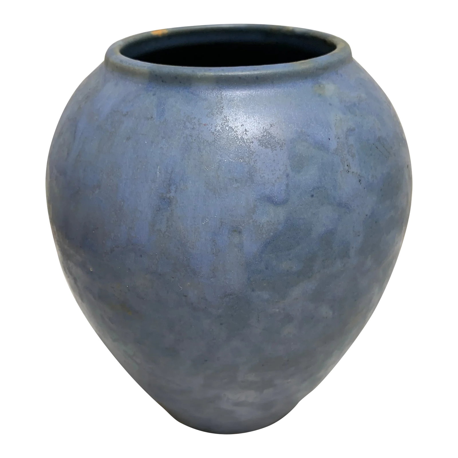 Vintage Handmade Artisan Rustic Pottery Vase Vessel: Earthy rustic periwinkle blue hand thrown pottery vase or vessel for seasonal items, cooking utensils or as a shelf decor. Condition: Alterations: Original Condition Unaltered Imperfections: Some Impe