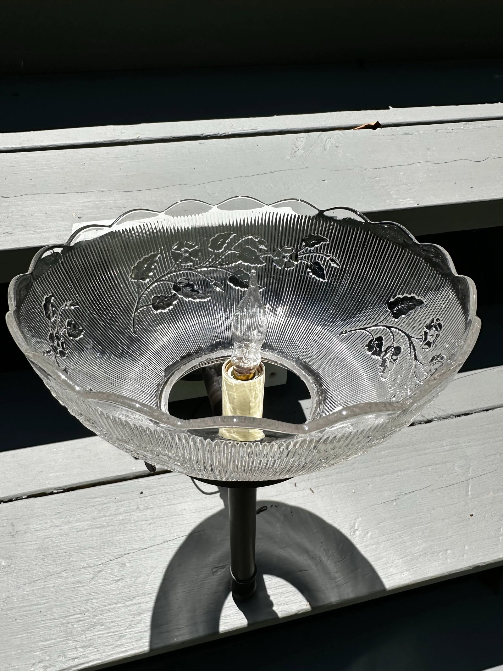 Vintage Gas Shade on Antique Brass Wall Sconce - 3
