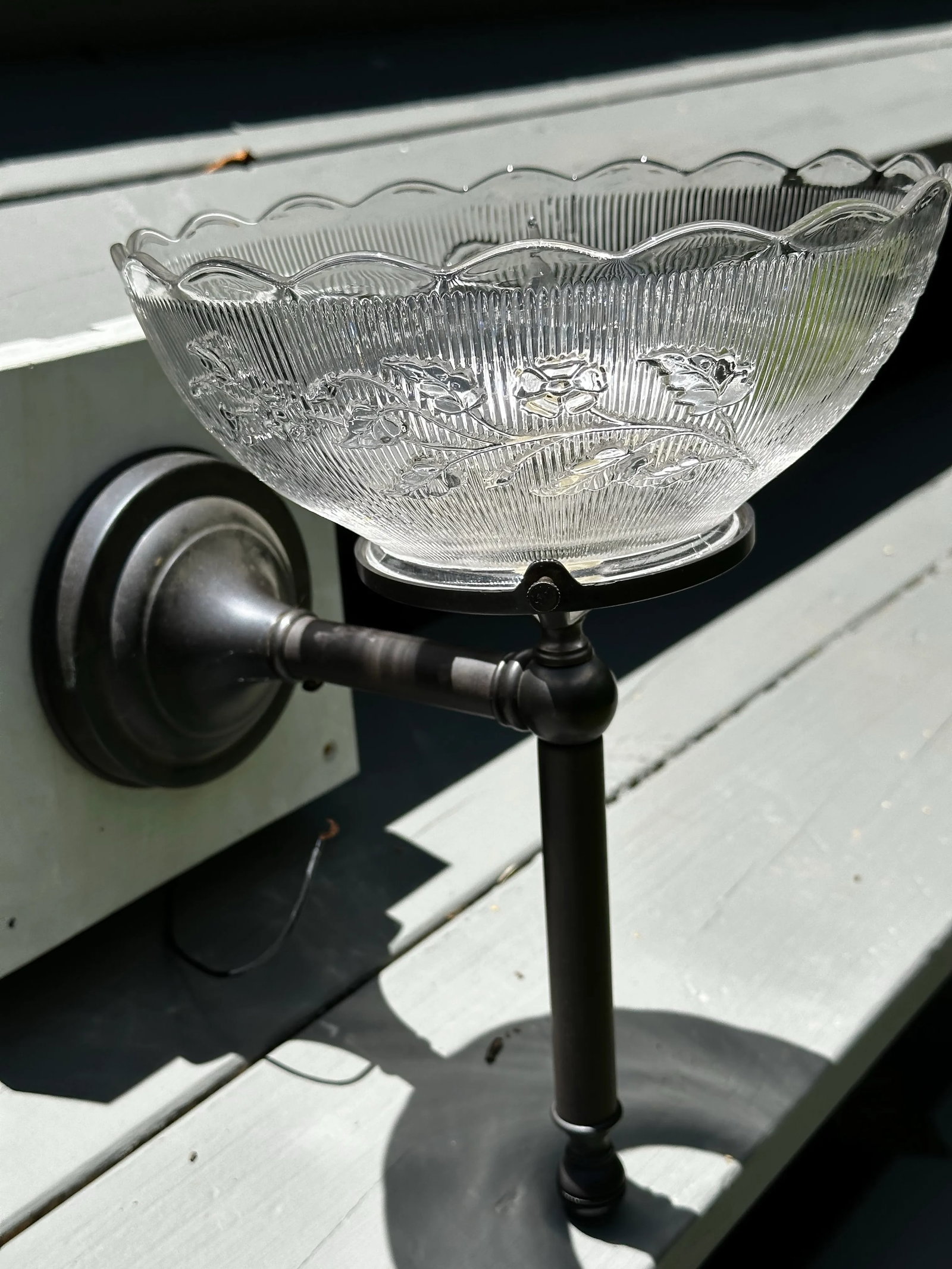 Vintage Gas Shade on Antique Brass Wall Sconce - 4