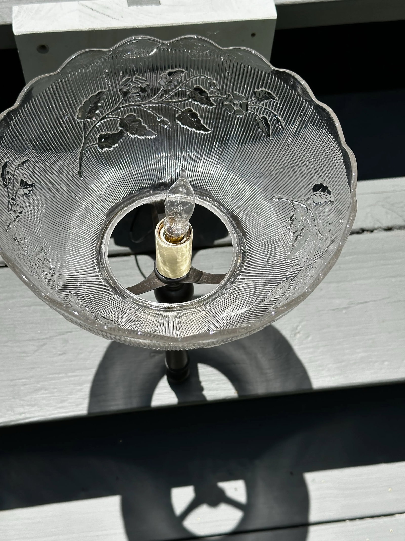 Vintage Gas Shade on Antique Brass Wall Sconce - 5