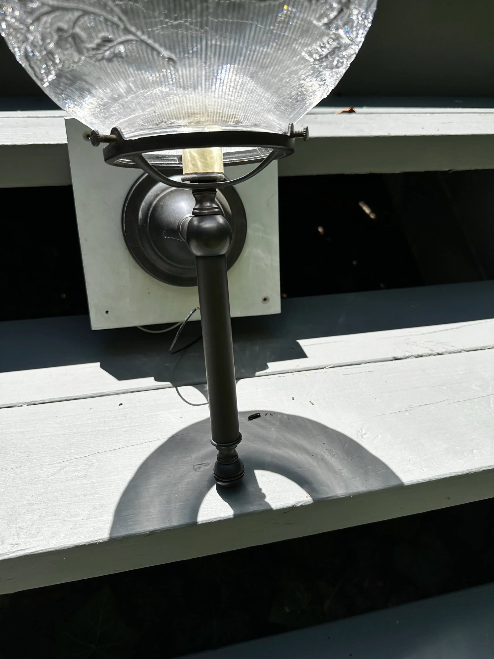 Vintage Gas Shade on Antique Brass Wall Sconce - 6