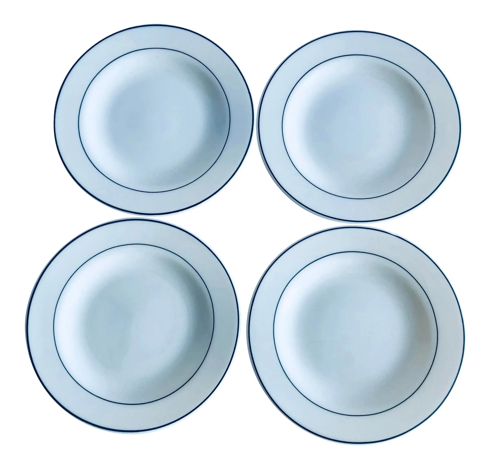 Modern Arcopal France Gastronomie Dessert/ Bread Plates 4: Modern set of 4 Bread or dessert plates 6" D Eggshell with light gray, Makers mark reads " Arcopal France Gastronomie " very good condition. Condition: Alterations: Original Condition Unaltered Imperf