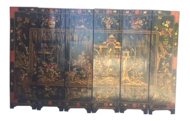 Late 19th Century Chirnoisezie 6 Panels Folding Screen: Late 19th Century Chirnoisezie 6 Panels Folding Screen each panels is 21" W 128" W 78" H 5/8" D Condition: Alterations: Original Condition Unaltered Imperfections: Some Imperfections Condition Notes: