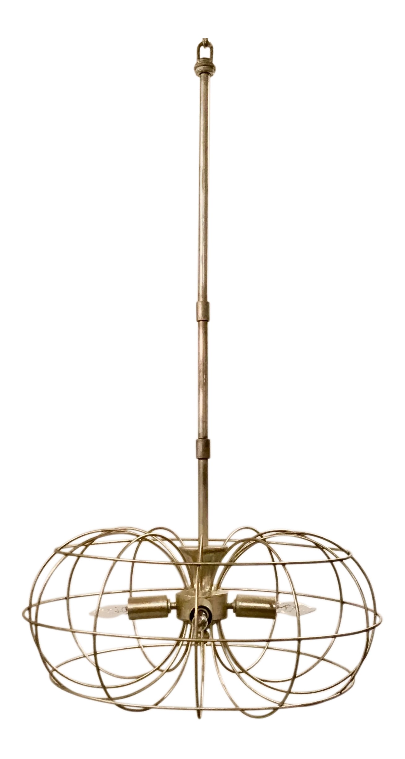 Currey & Co. Modern Silver Metal Cortina Pendant: Stylish Currey & Co. Modern Silver Metal Cortina Pendant, showroom floor sample, original retail $1485 Condition: Imperfections: Some Imperfections Condition Notes: Showroom floor sample Creator: