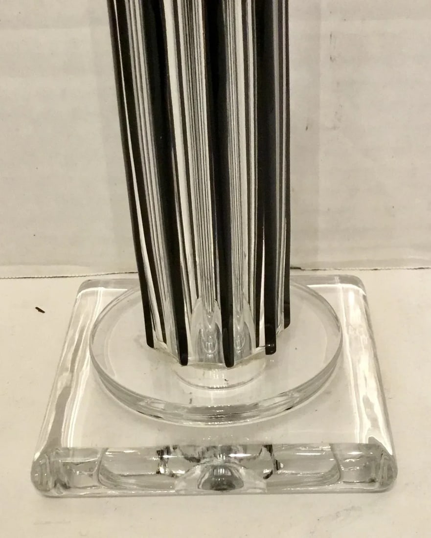 Italian Black and Clear Crystal Column Table Lamp - 2