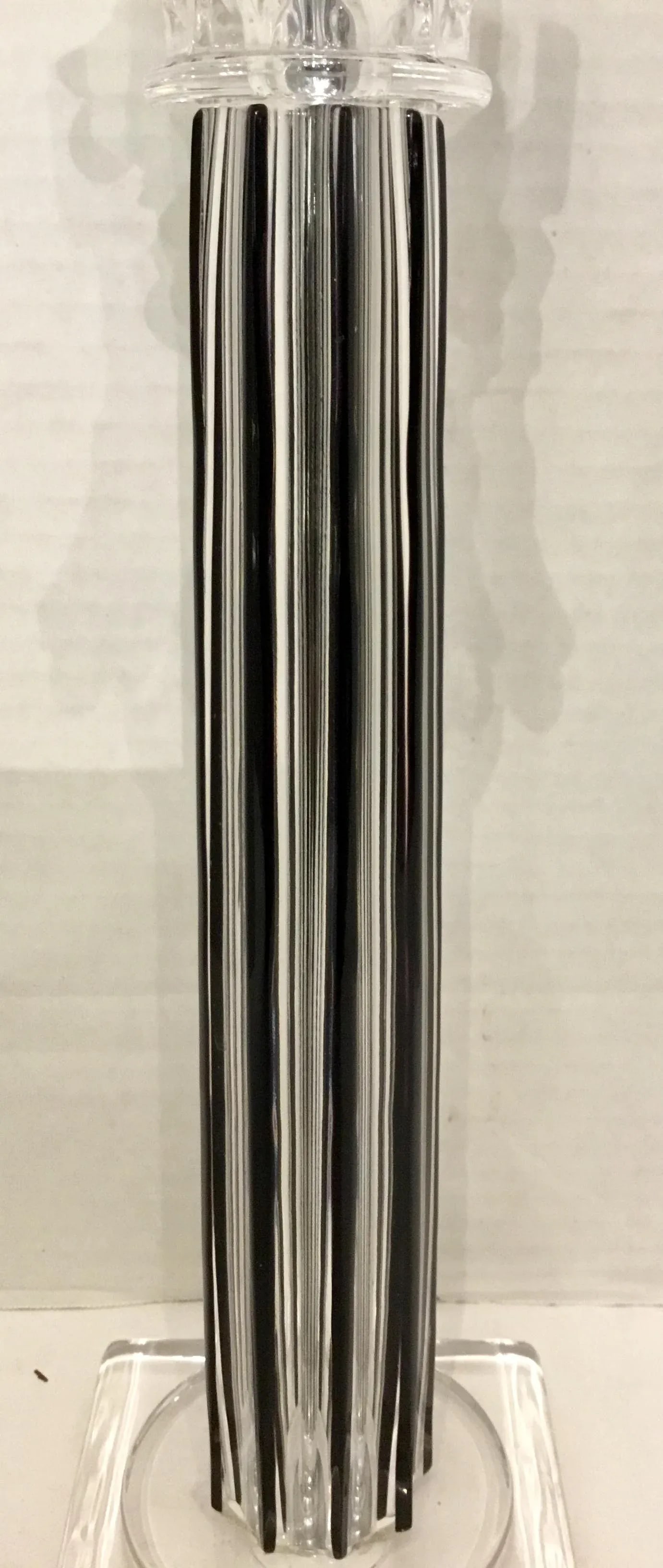 Italian Black and Clear Crystal Column Table Lamp - 4