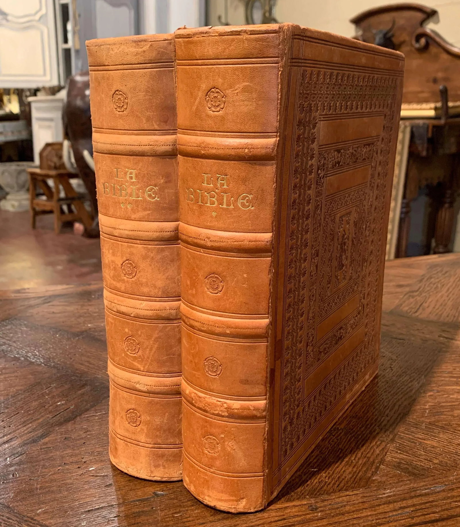 Mid-Century French Two-Volume Leather Bound Bible Set, Marseille 1953 - 13
