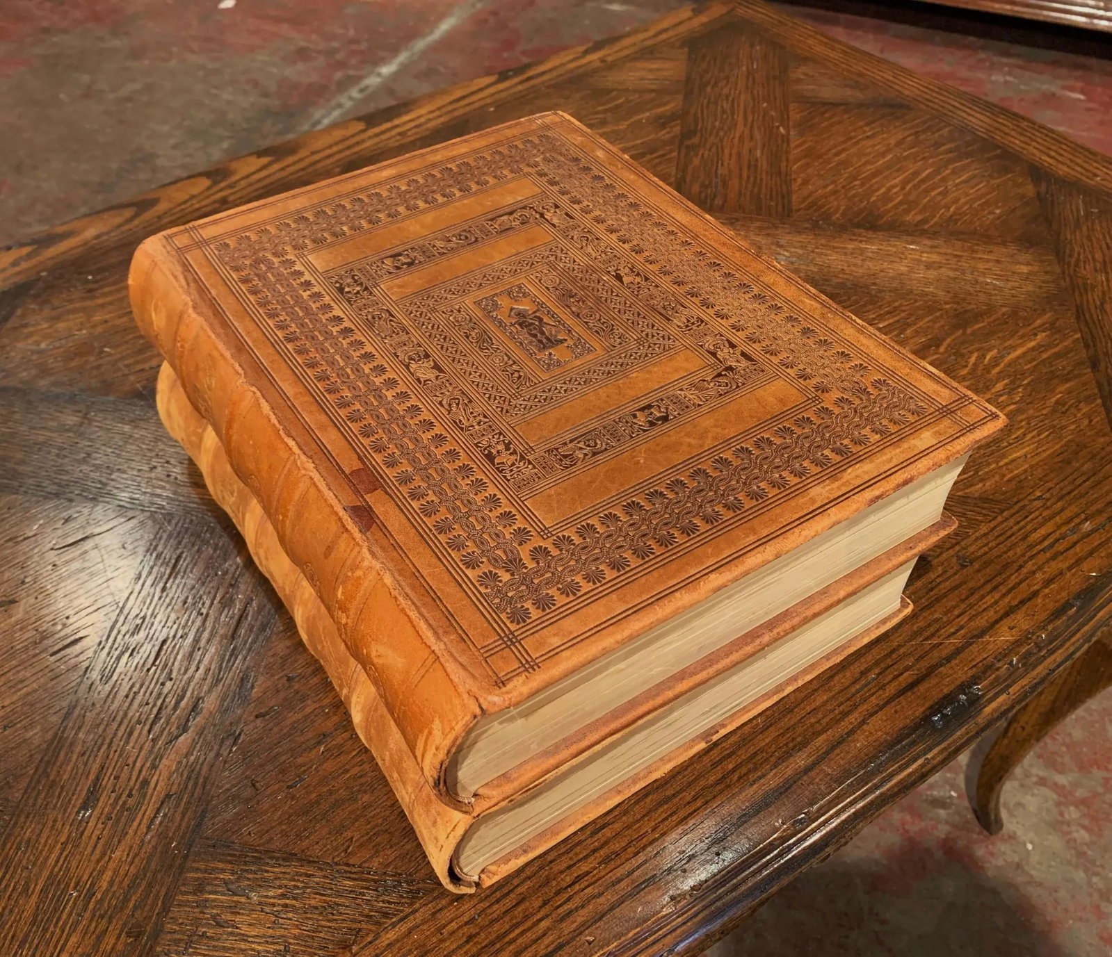Mid-Century French Two-Volume Leather Bound Bible Set, Marseille 1953 - 6