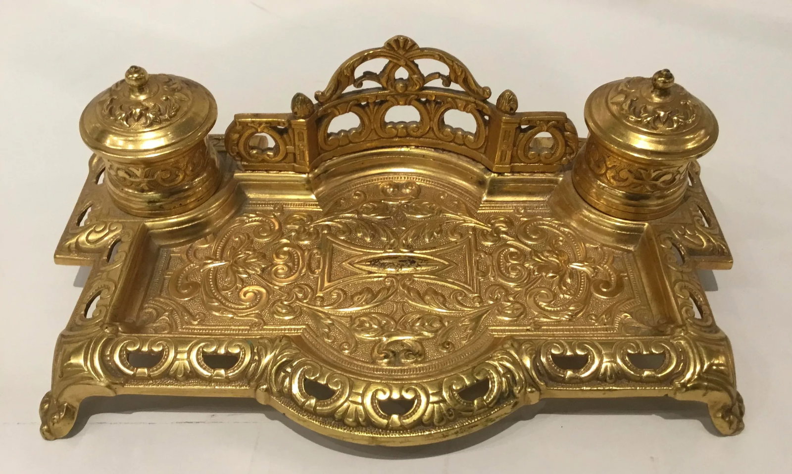Vintage French STyle Brass Inkwell - 2