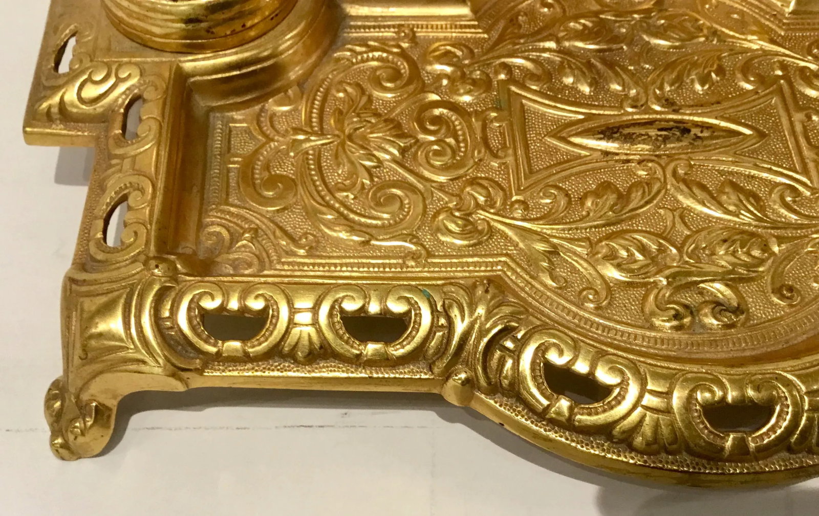 Vintage French STyle Brass Inkwell - 4
