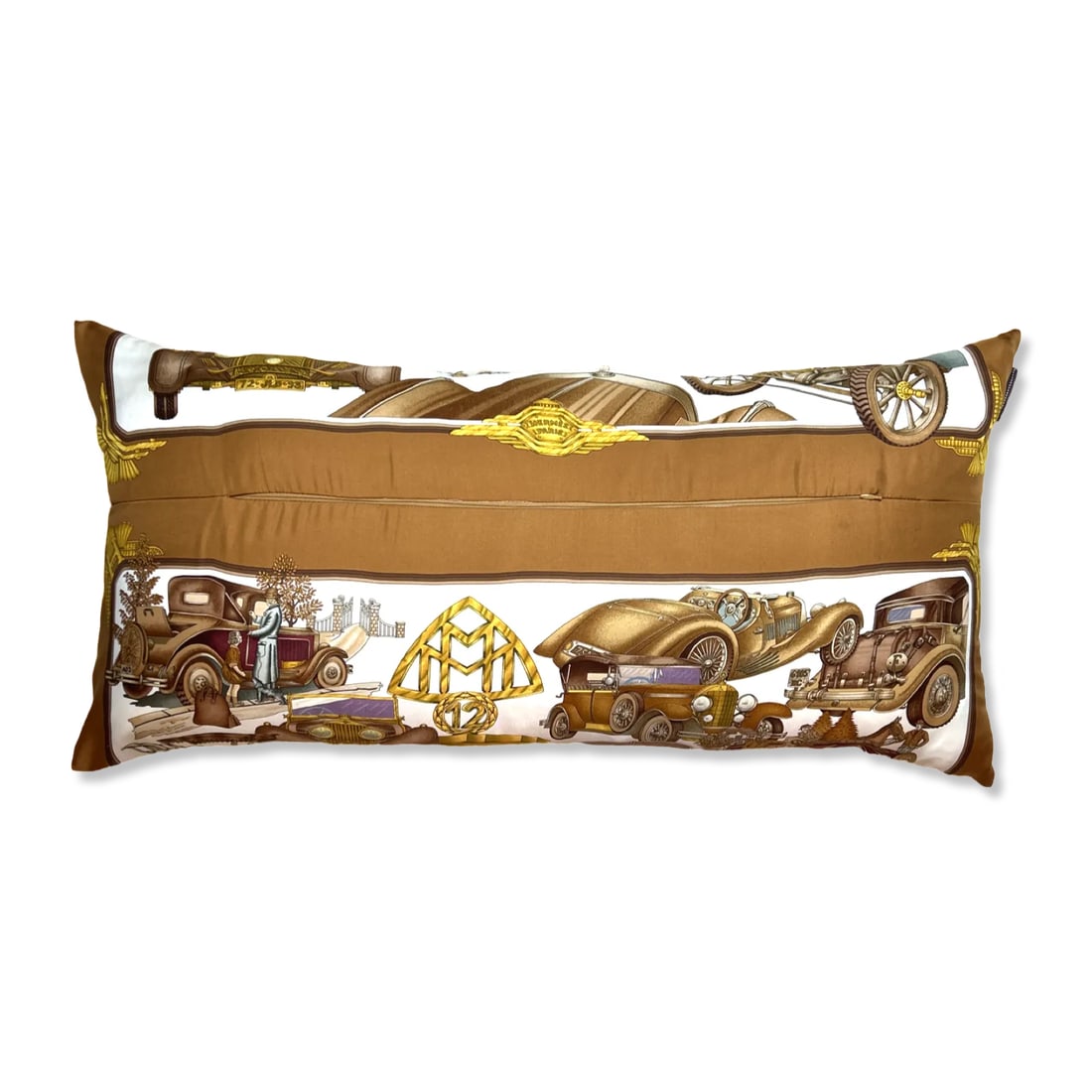 Hermes Automobile Vintage Silk Scarf Lumbar Pillow - 2
