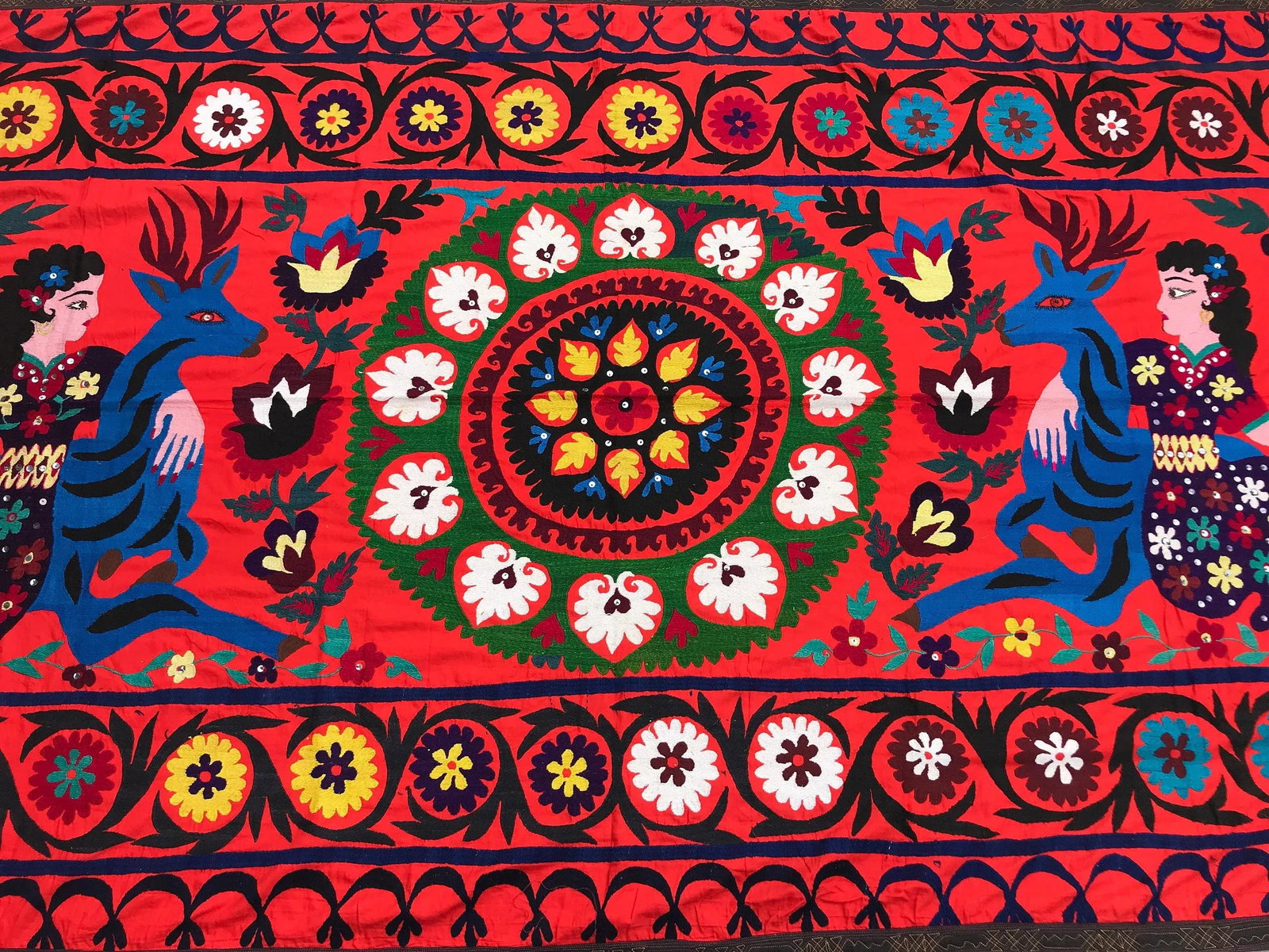 Suzani Animals and Flowers Table Cover / Bedspread - 5' x 10' - 5