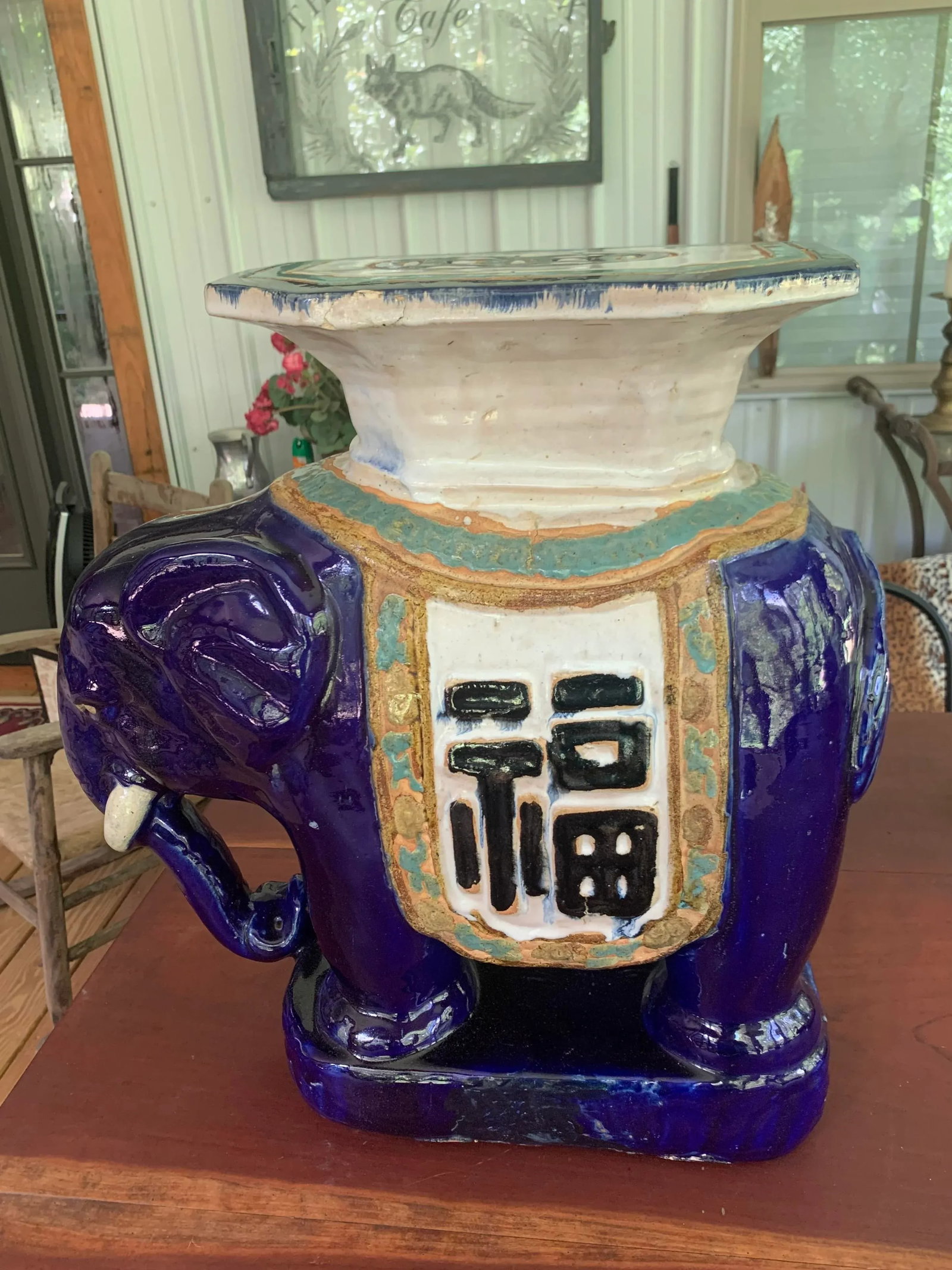 Antique Chinoiserie Elephant Garden Stool Side Table - 5