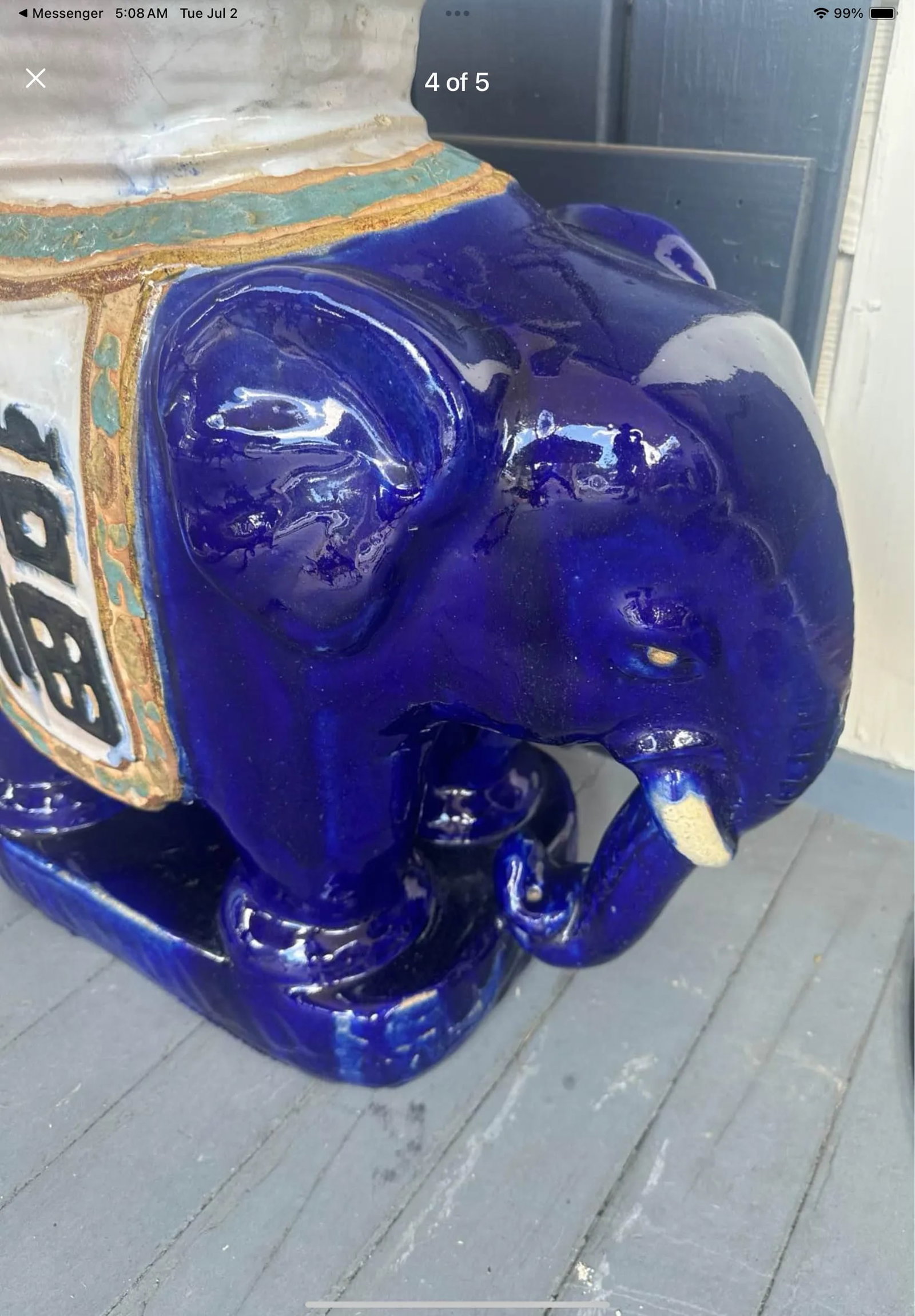 Antique Chinoiserie Elephant Garden Stool Side Table - 6