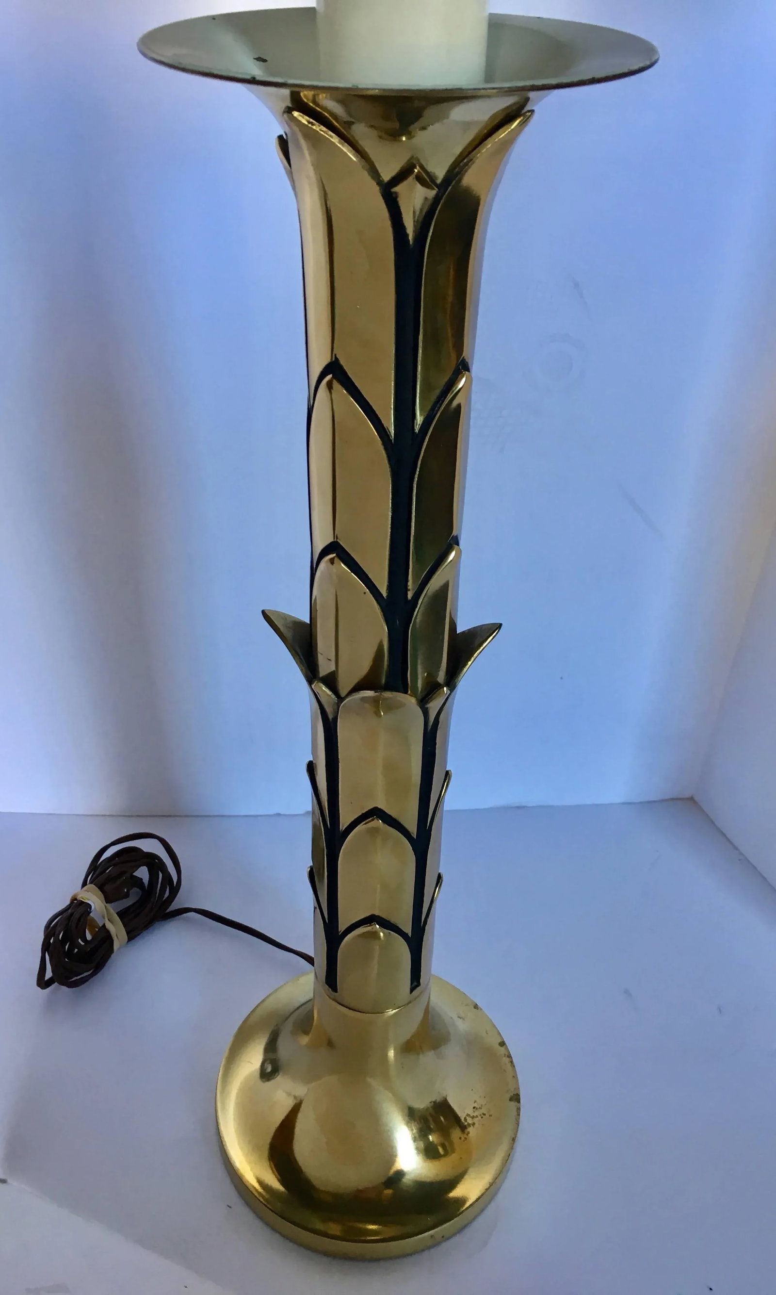Hollywood Regency Style Brass Palm Tree Table Lamp - 3