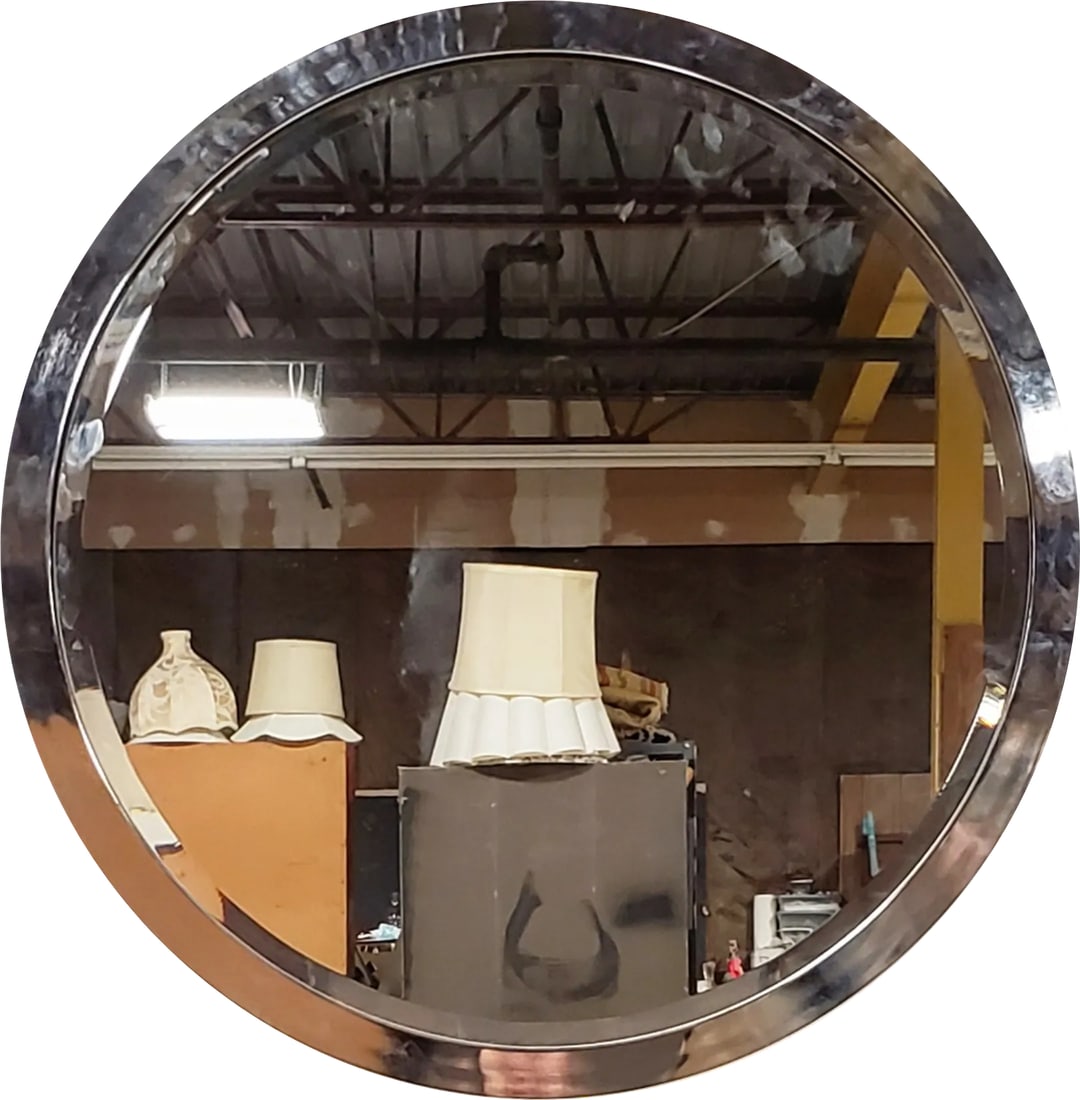 Vintage Polished Steel Mirror by Kaizo Oto for Dia - 4