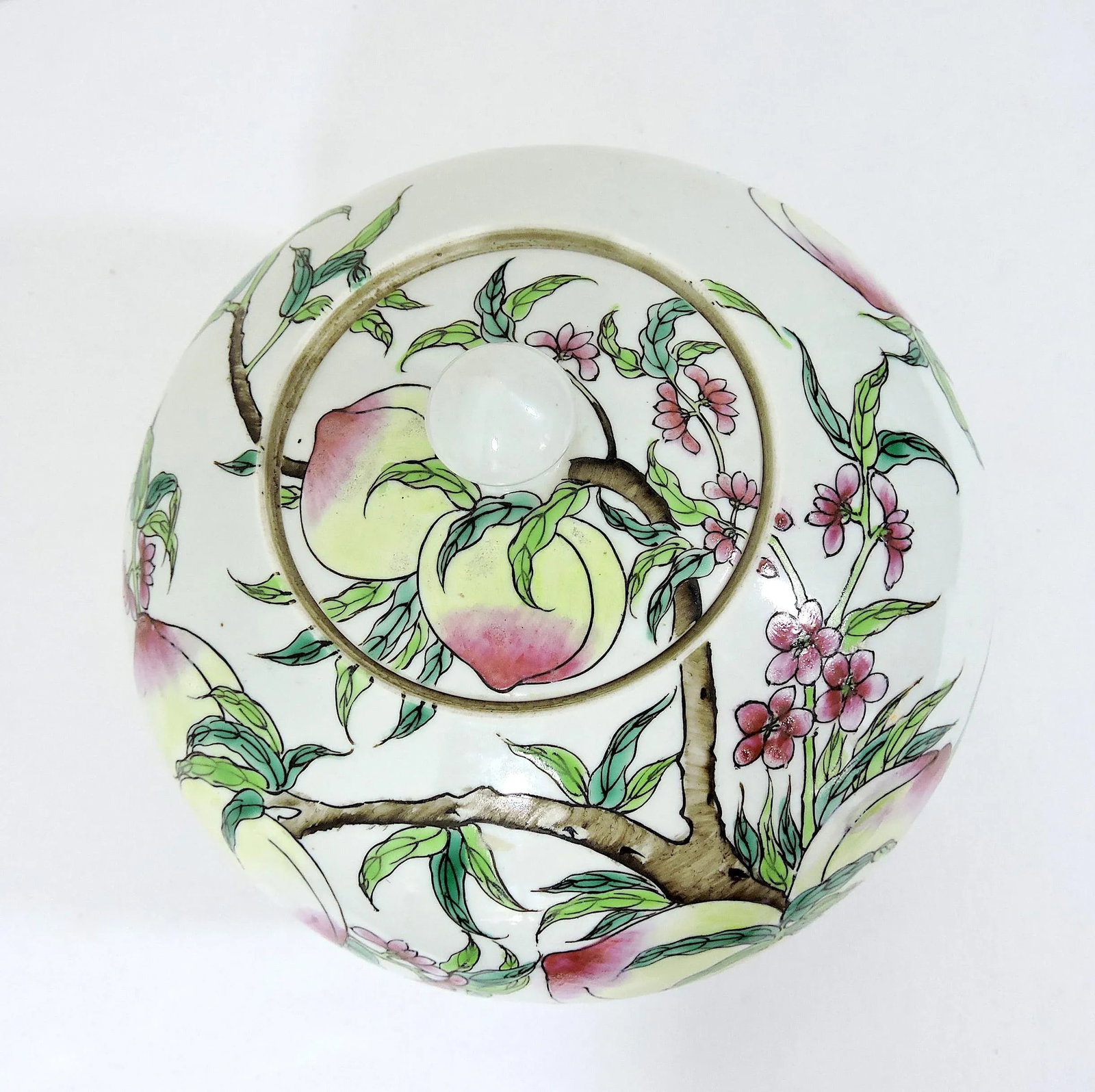 Antique White Porcelain Chinese Ginger Jar With Blossoms & Peaches, Tongzhi Mark. - 6