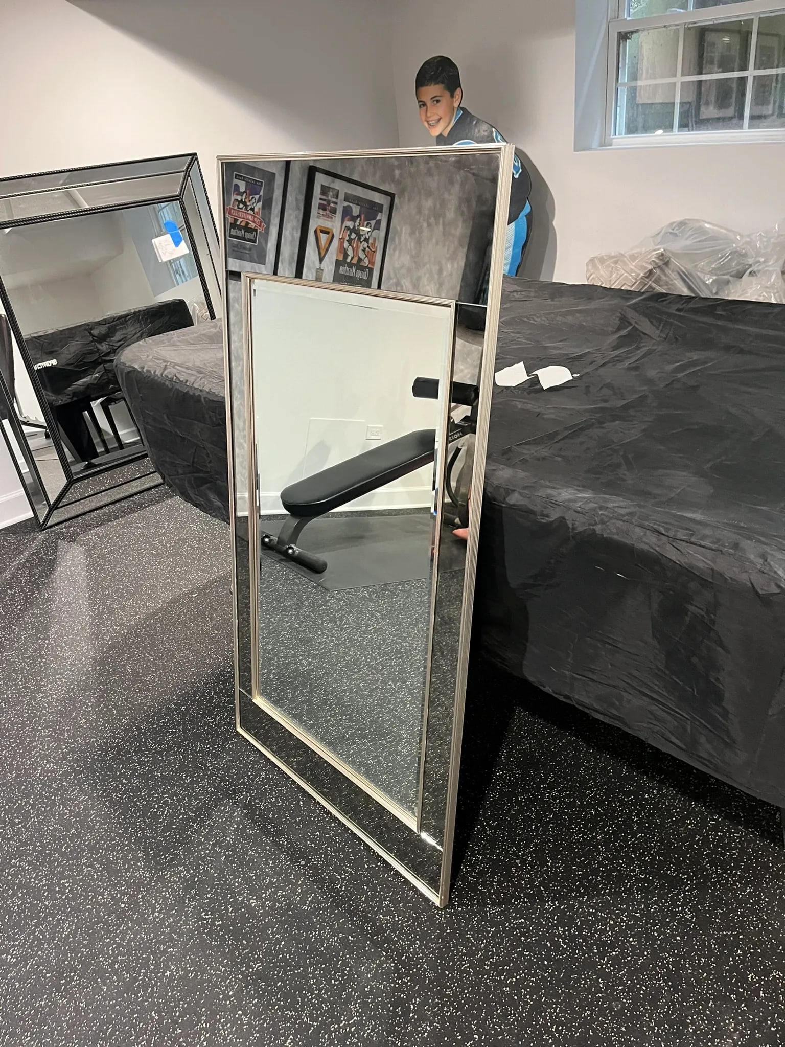 1940's Vintage Transitional Beveled Wall Mirror - 5