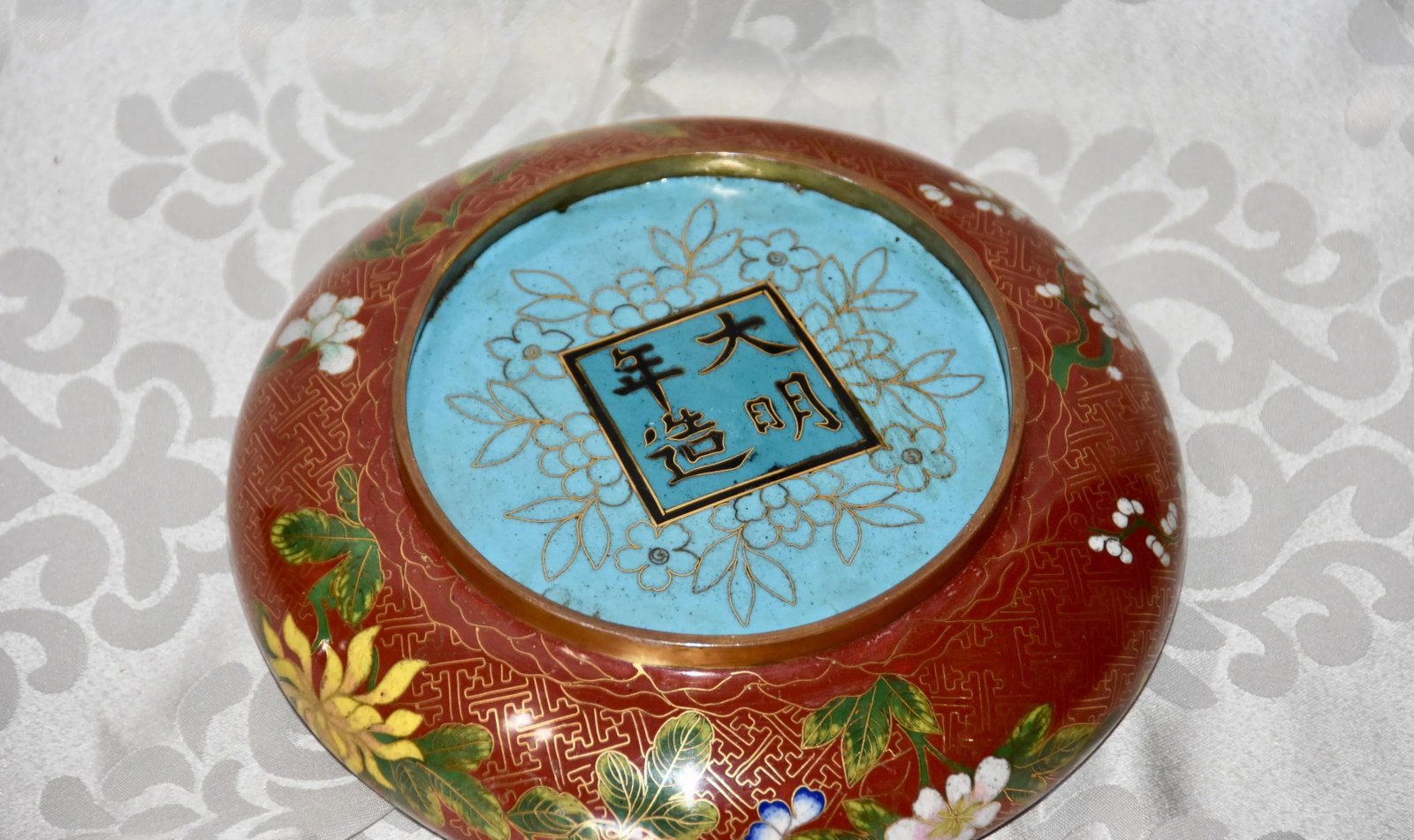 Chinese Cloisonne Round Squat Form Bowl Xuande Mark - 6