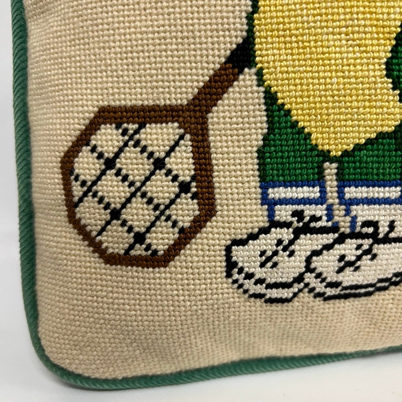 Vintage Turtles Playing Tennis Needlepoint Pillow. - 3