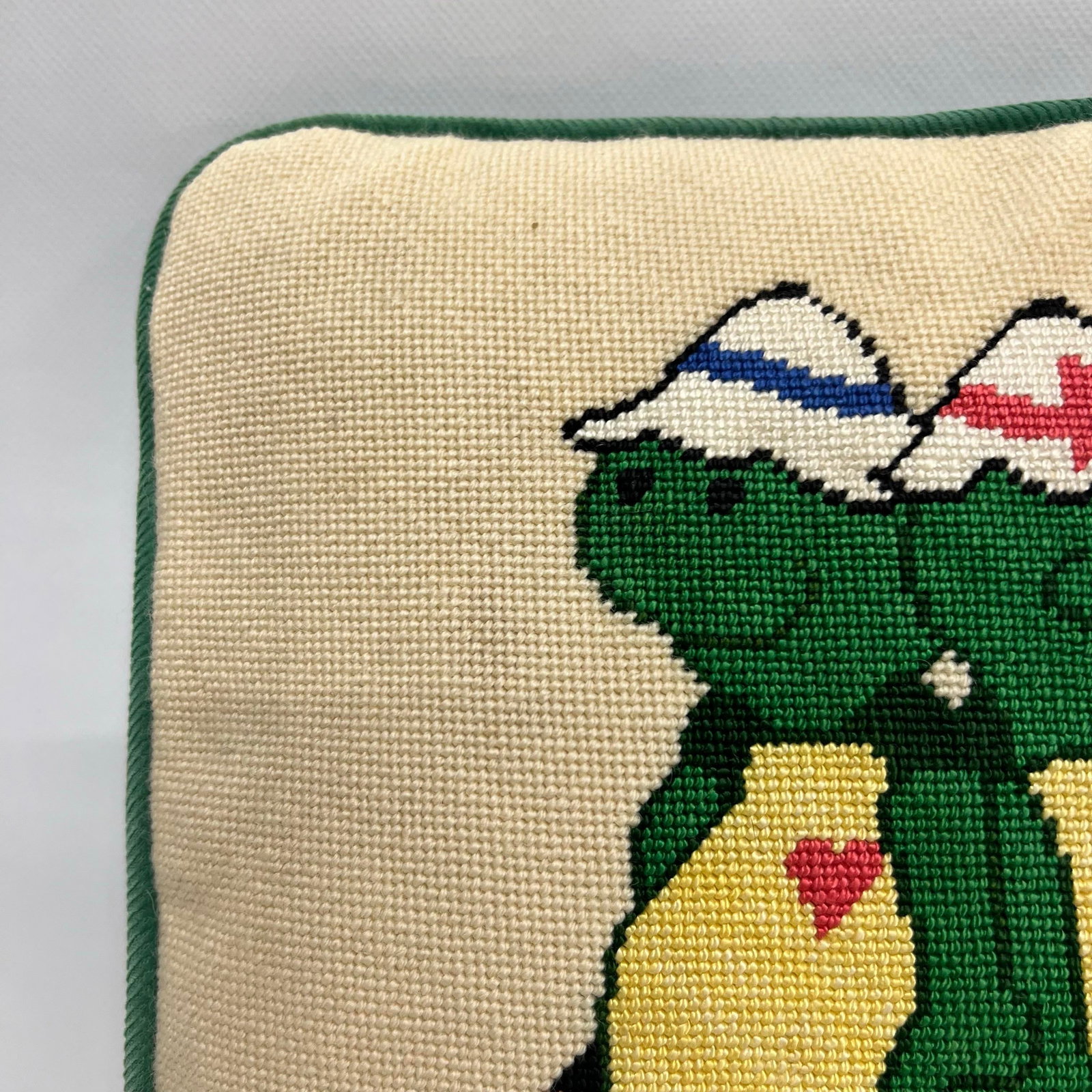 Vintage Turtles Playing Tennis Needlepoint Pillow. - 4
