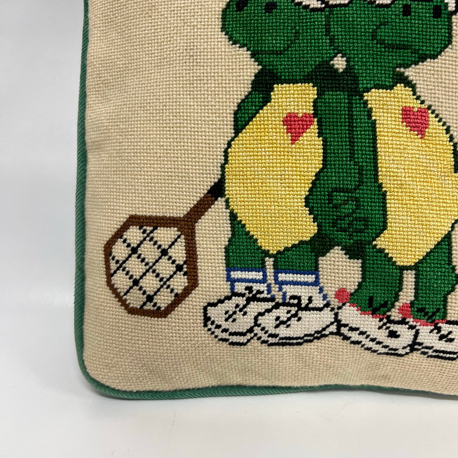 Vintage Turtles Playing Tennis Needlepoint Pillow. - 7