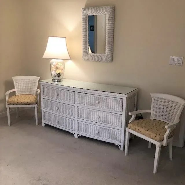 White Wicker Framed Wall Mirror in the Style of Henry Link - 3