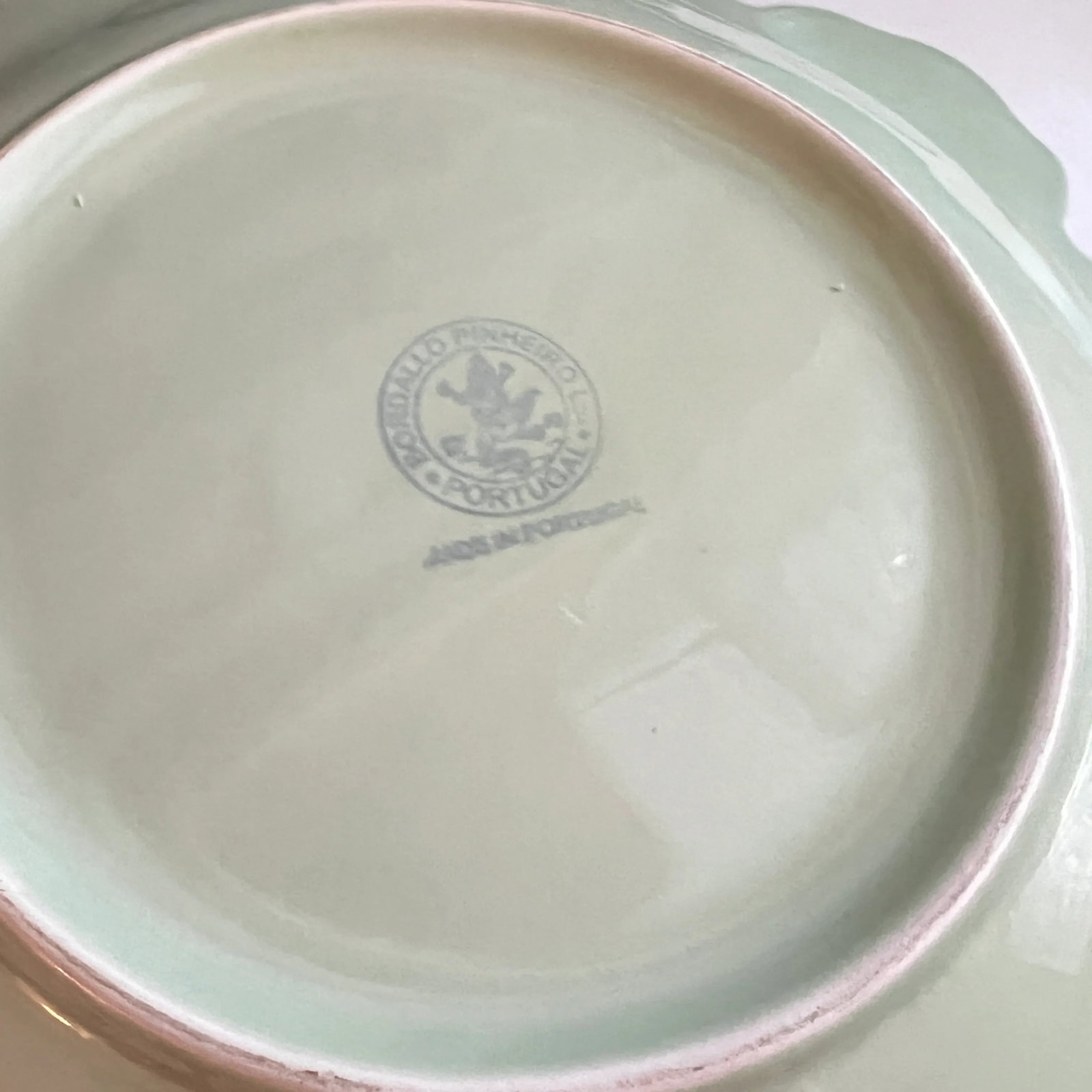 Late 20th Century Sage Green Bordallo Pinheiro Geranium Leaf Plates- Set of 4 - 8