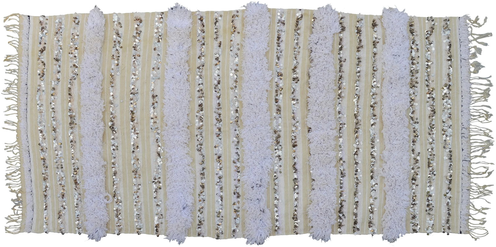 Mid 20th Century Striped Moroccan Berber Wedding Blanket - 7