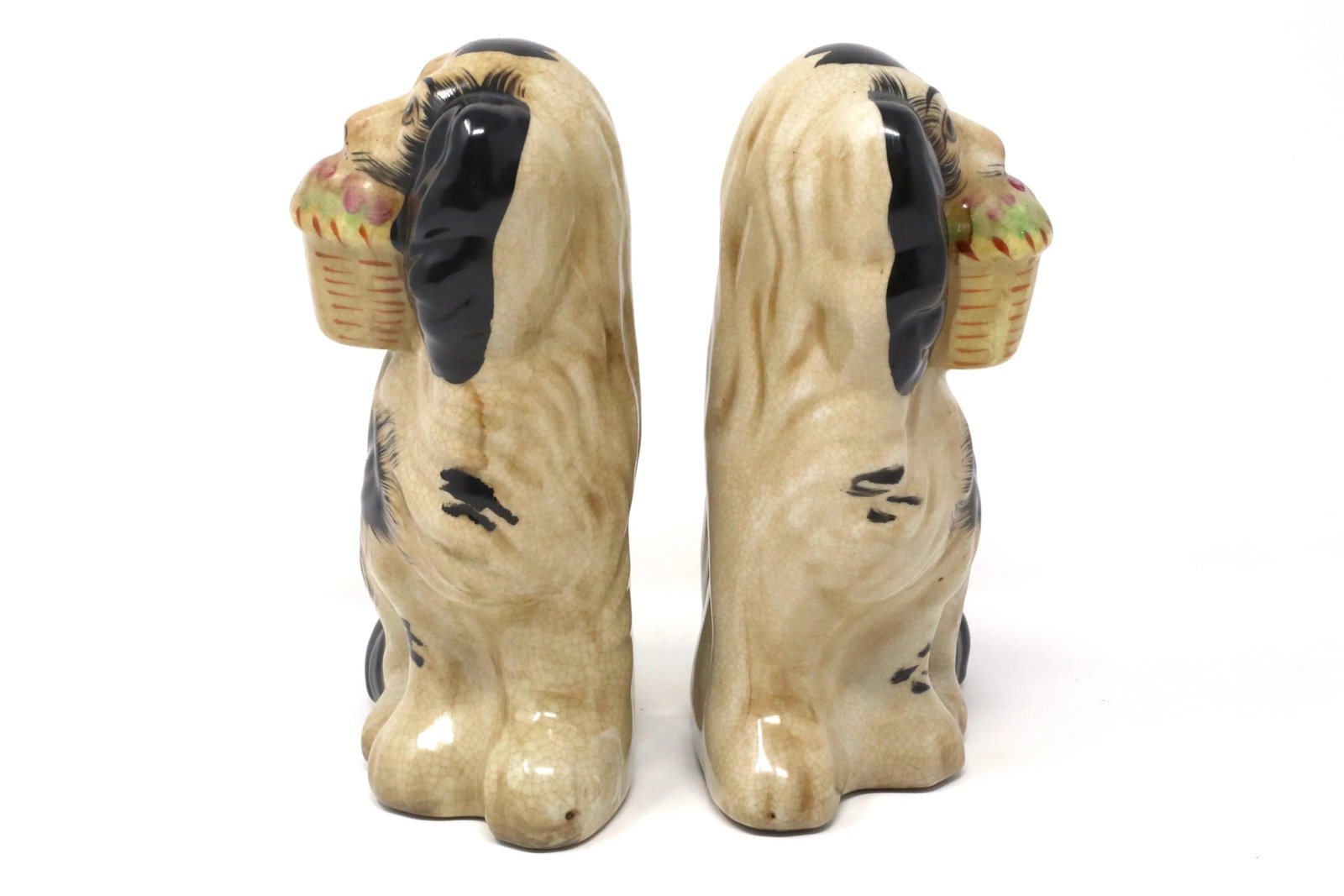 Vintage Staffordshire-Style Cavalier King Spaniel Ceramic Dog Figurines - Set of 2 - 4