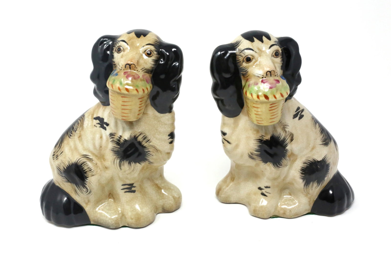 Vintage Staffordshire-Style Cavalier King Spaniel Ceramic Dog Figurines - Set of 2 - 7