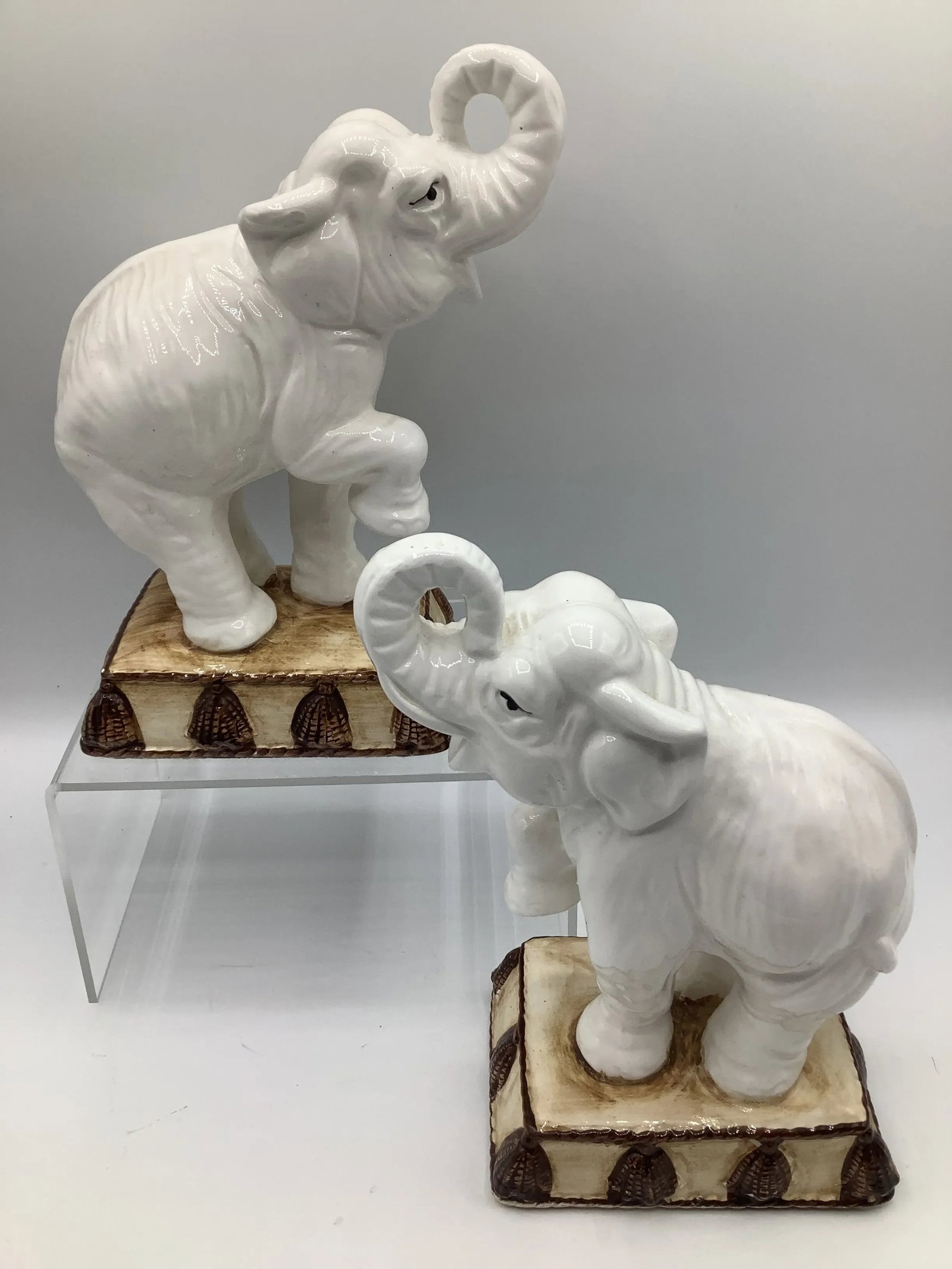 Vintage Fitz and Floyd Ceramic Elephant Bookends - 2