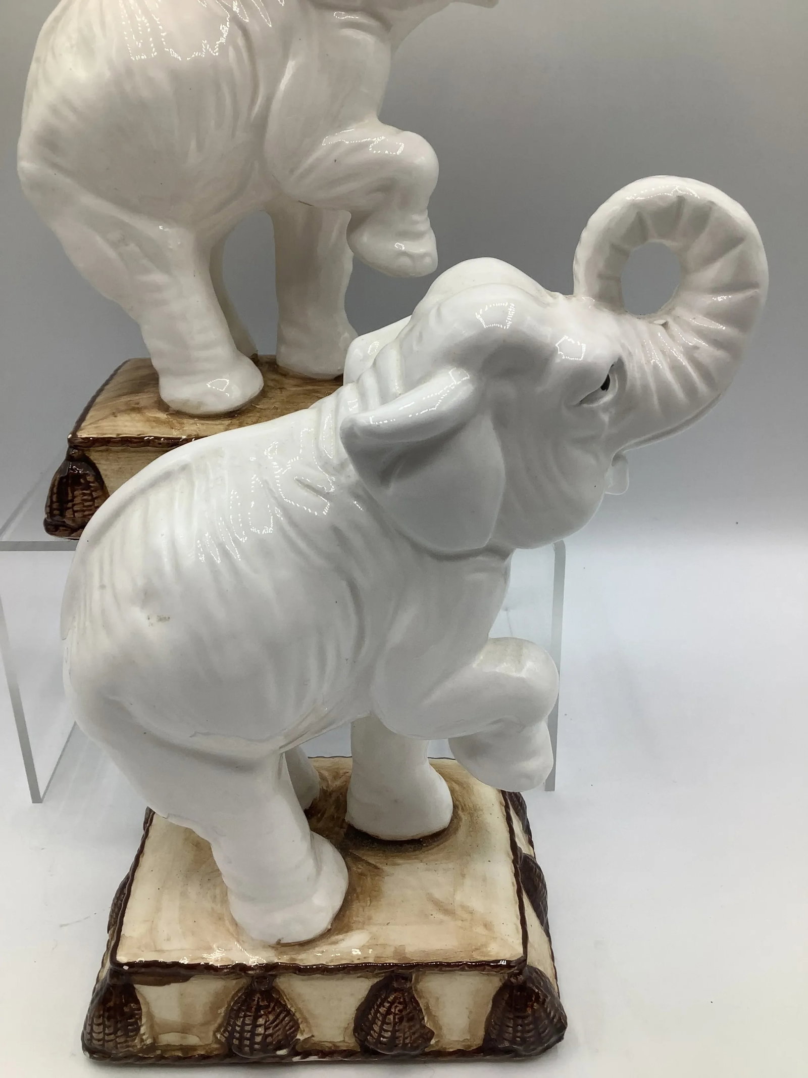 Vintage Fitz and Floyd Ceramic Elephant Bookends - 5