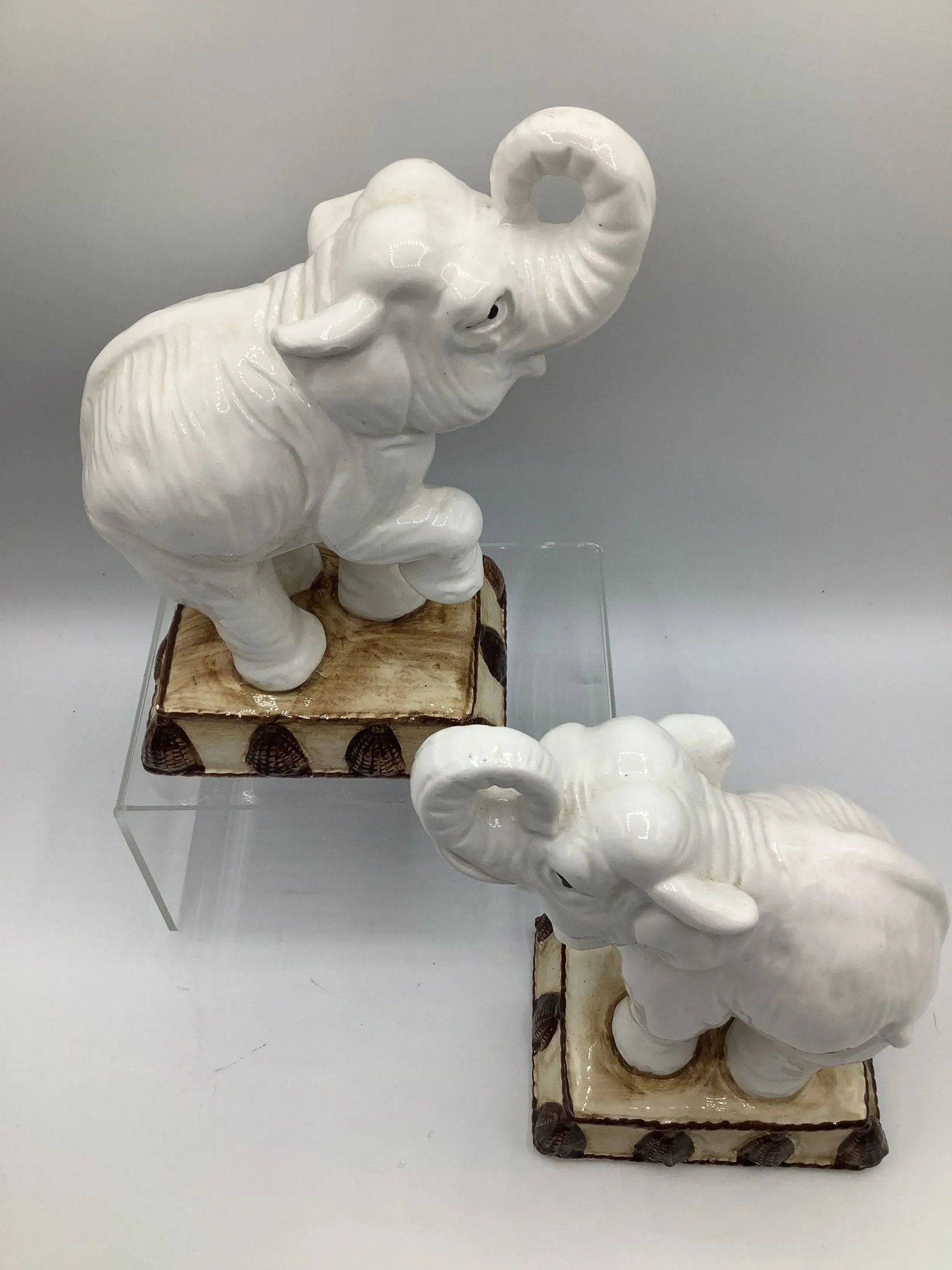 Vintage Fitz and Floyd Ceramic Elephant Bookends - 7