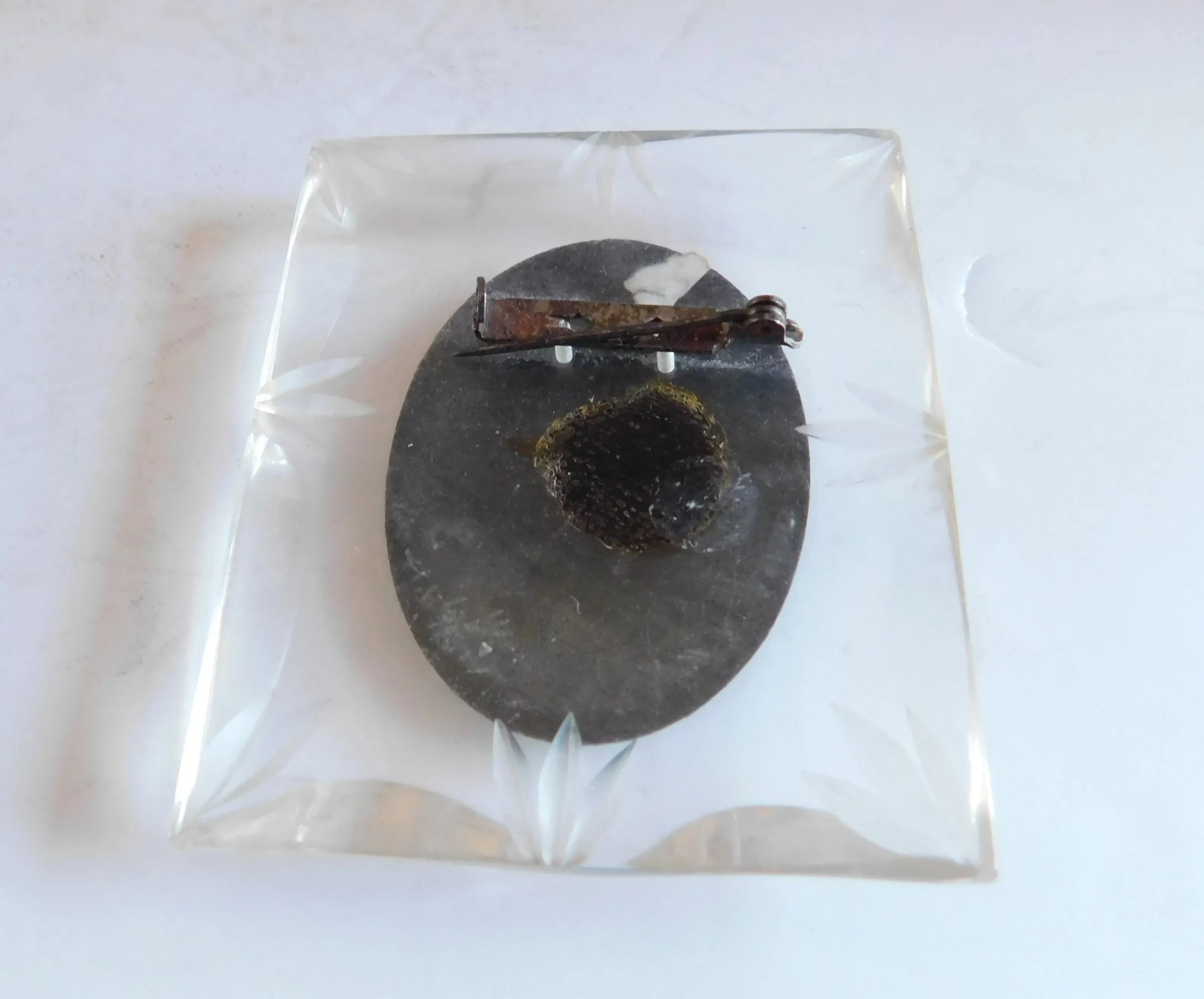 1920's Ebony and Clear Bakelite Profile Woman Cameo Brooch Pin - 9