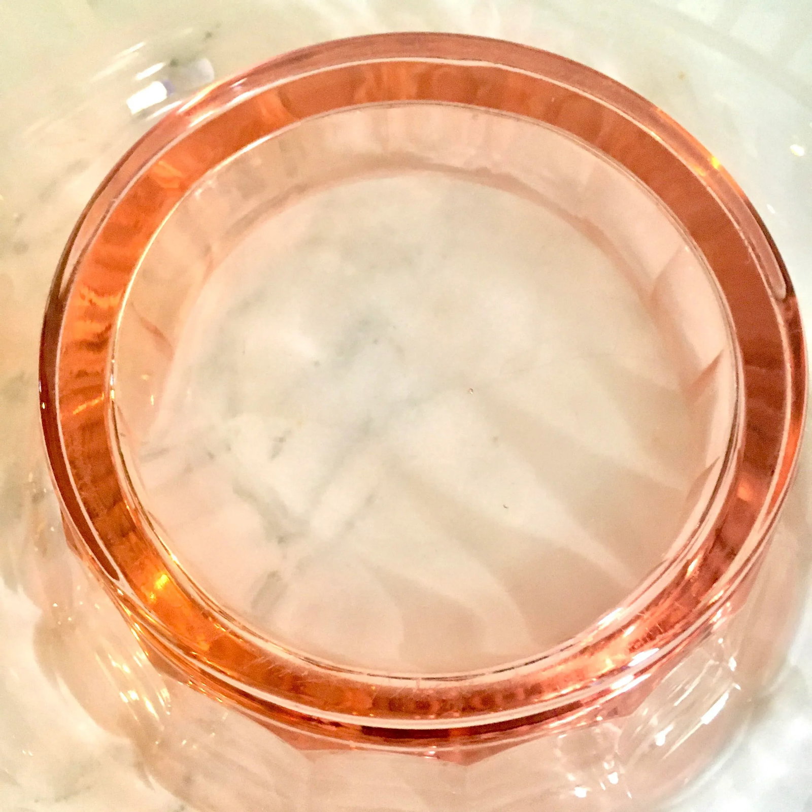 1930s Pink Depression Cut + Faceted Glass Console Bowl - 4