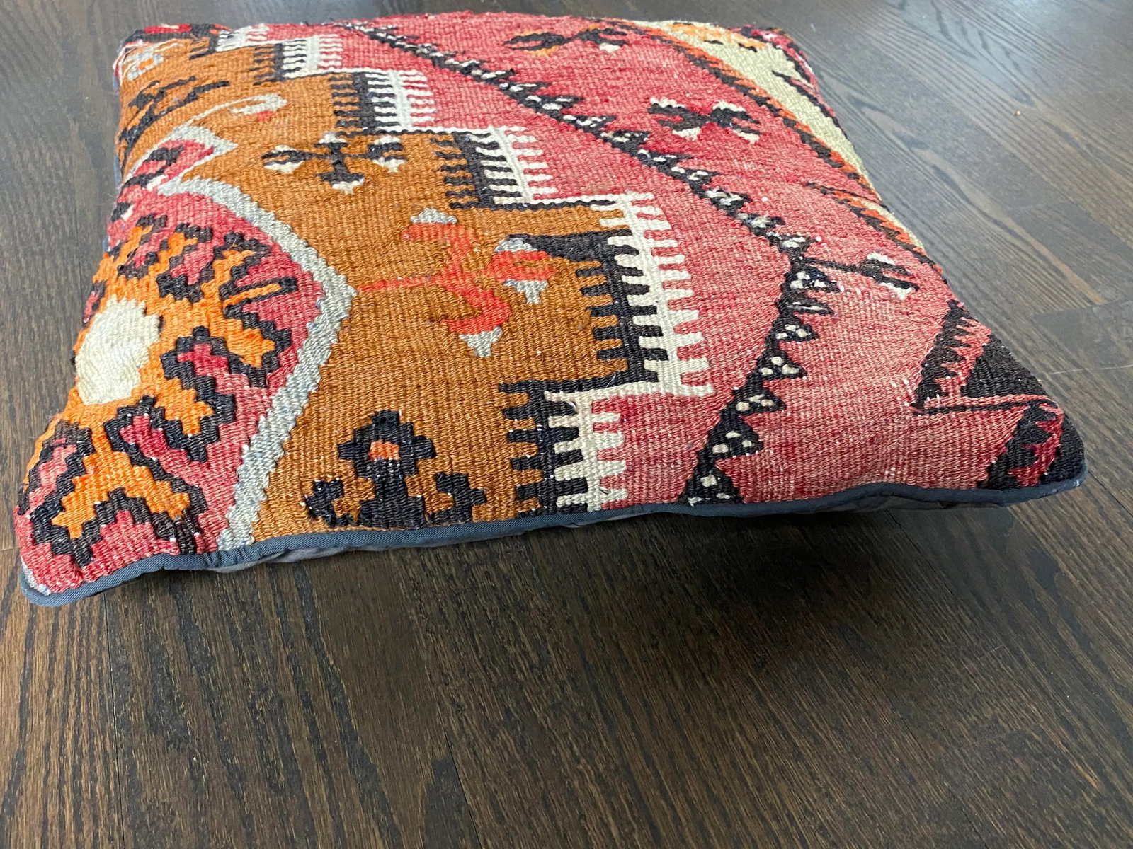 Vintage Turkish Kilim Rug Pillow - 16x16" - 3
