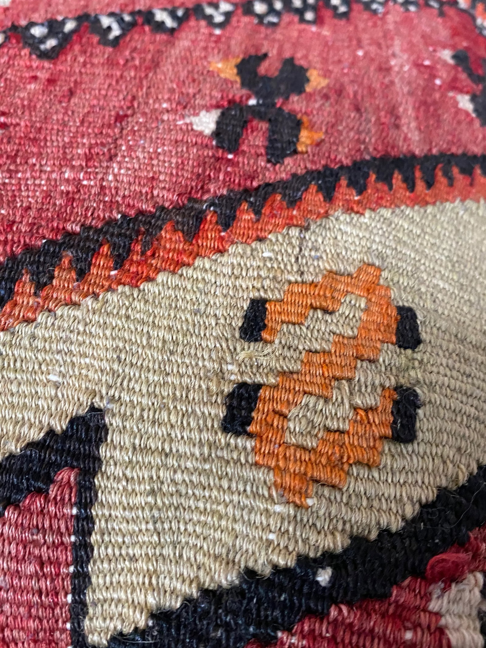 Vintage Turkish Kilim Rug Pillow - 16x16" - 4