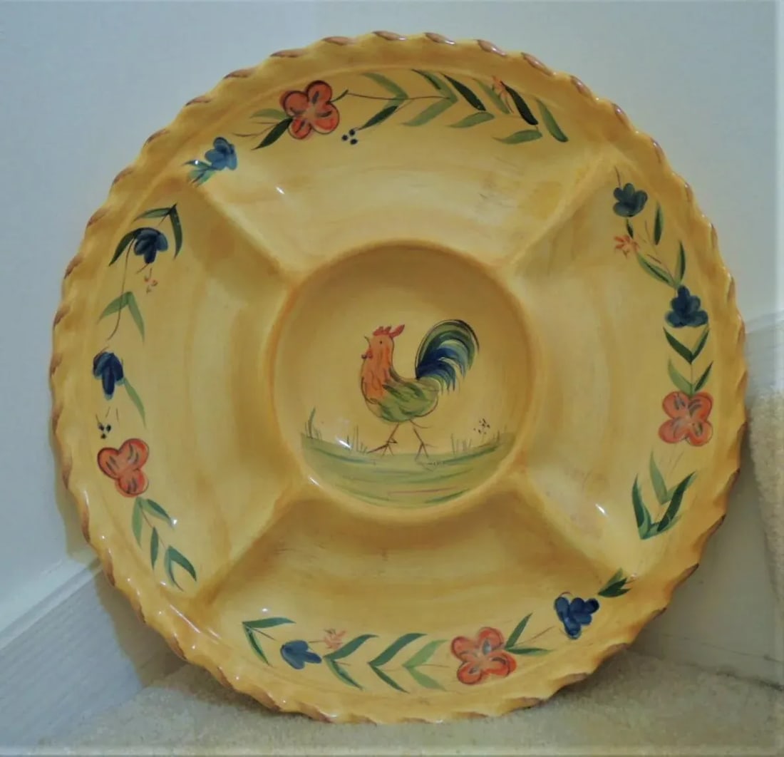 Vintage Handpainted Rooster Serving Platter - 13