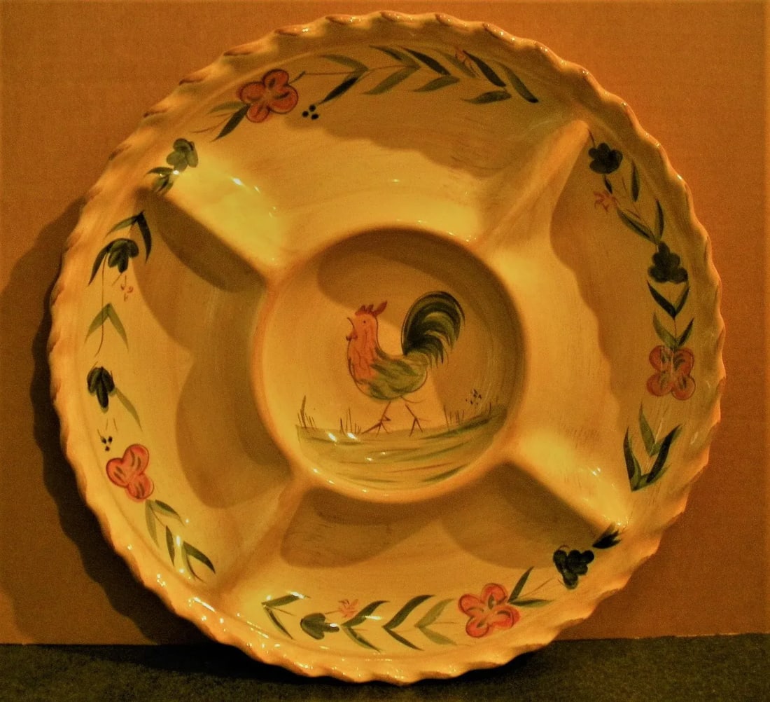 Vintage Handpainted Rooster Serving Platter - 3